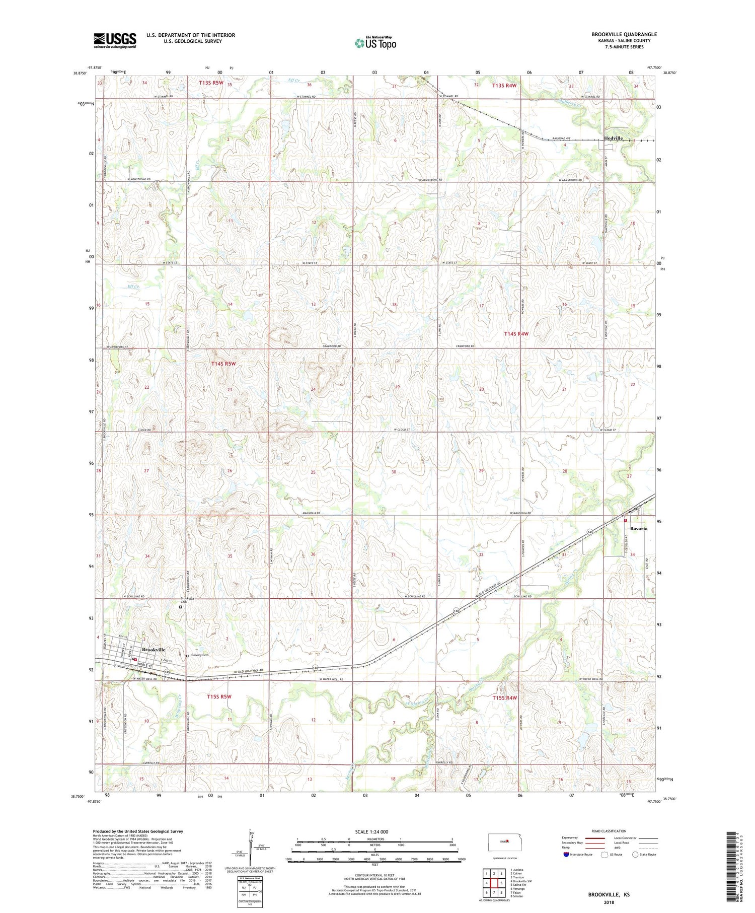 Brookville Kansas US Topo Map Image