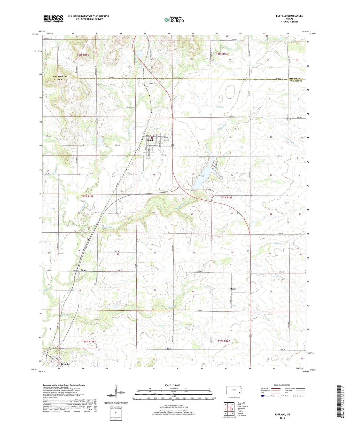 Buffalo Kansas US Topo Map Image