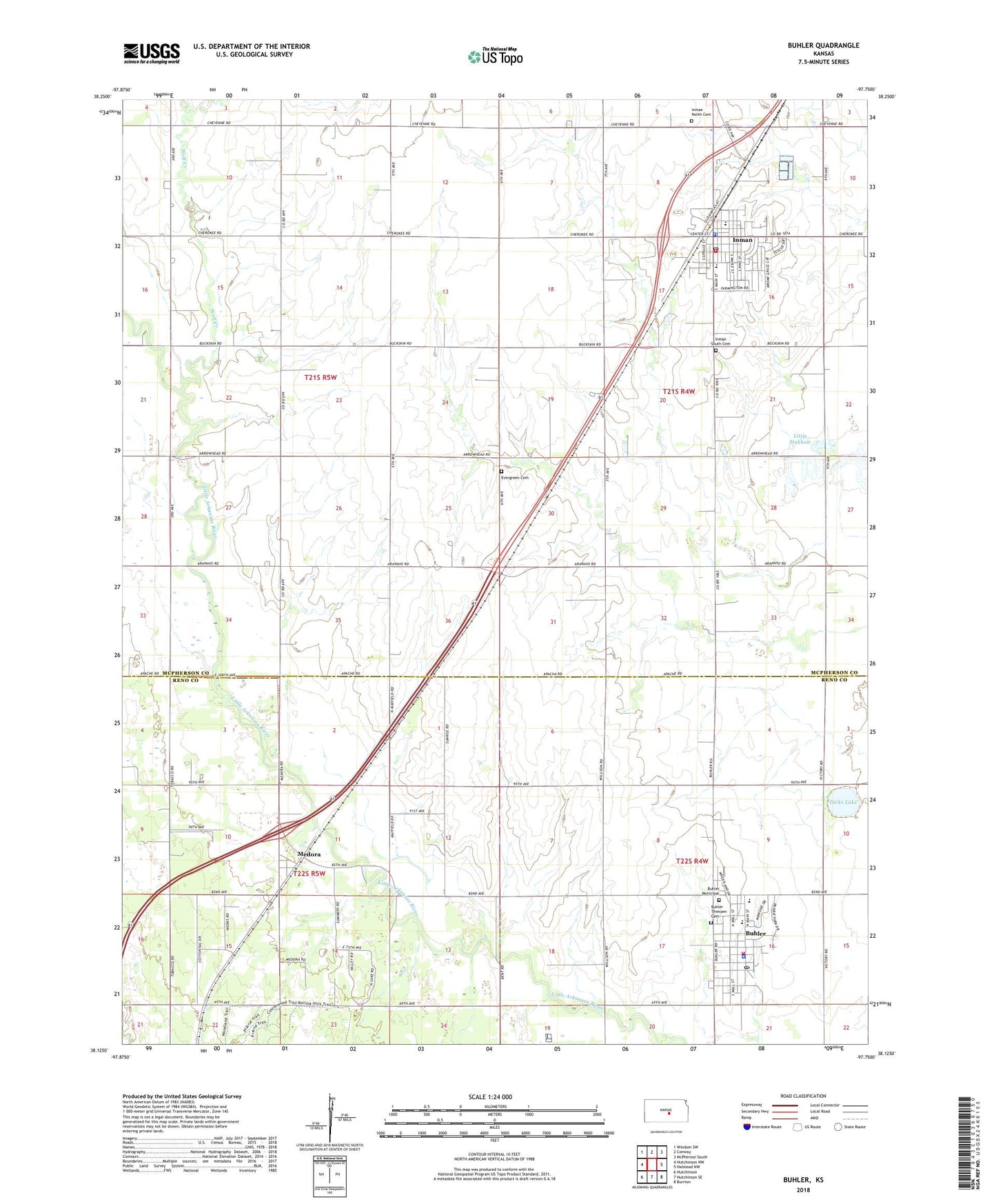 Buhler Kansas US Topo Map Image