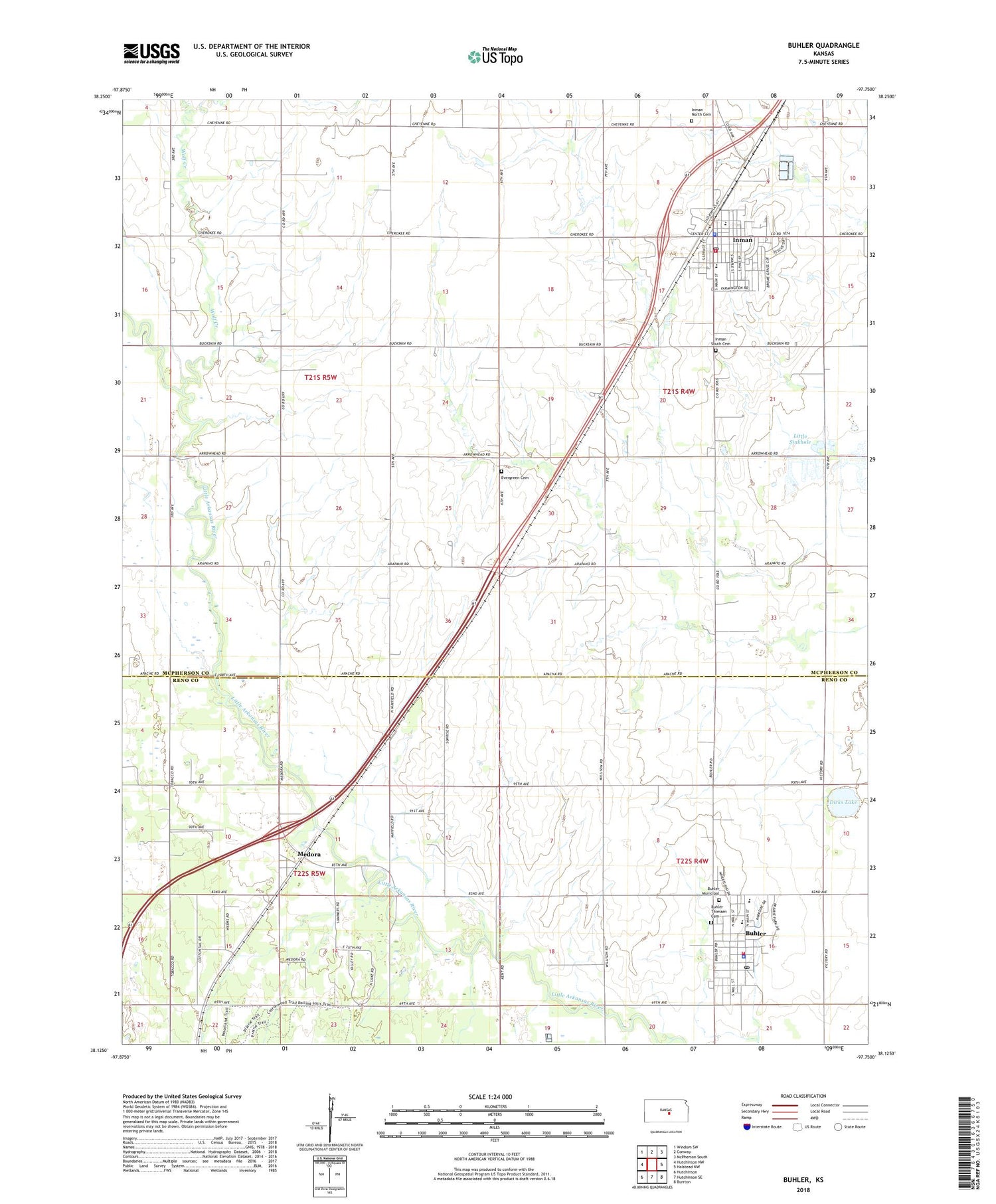 Buhler Kansas US Topo Map Image
