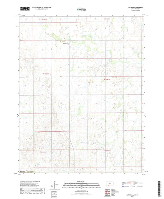 Buttermilk Kansas US Topo Map Image