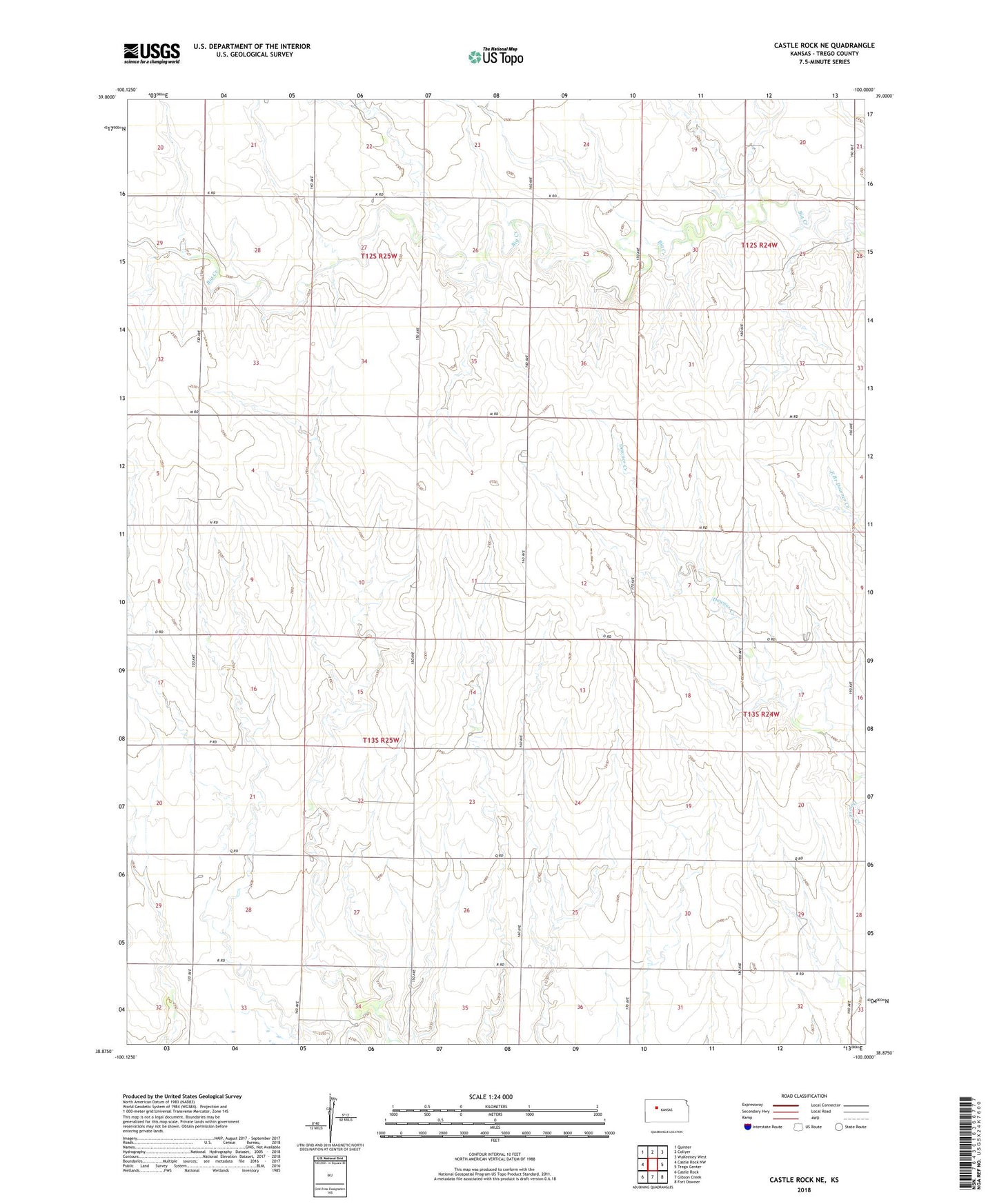 Castle Rock NE Kansas US Topo Map Image