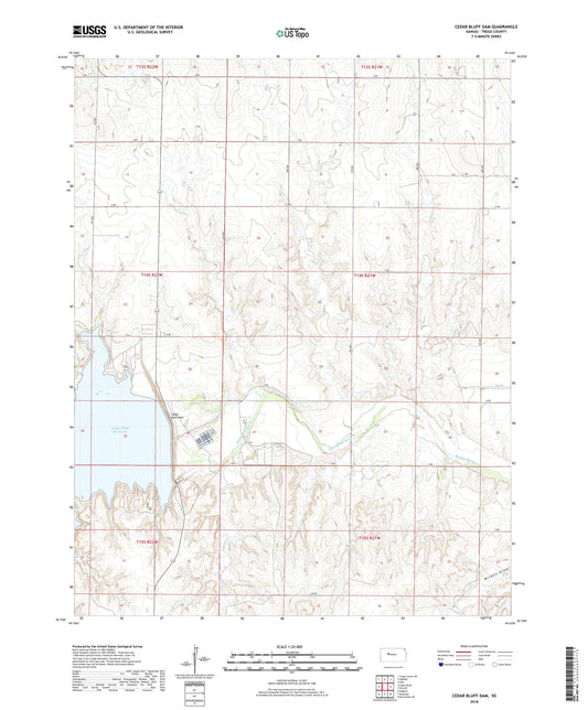 Cedar Bluff Dam Kansas US Topo Map Image