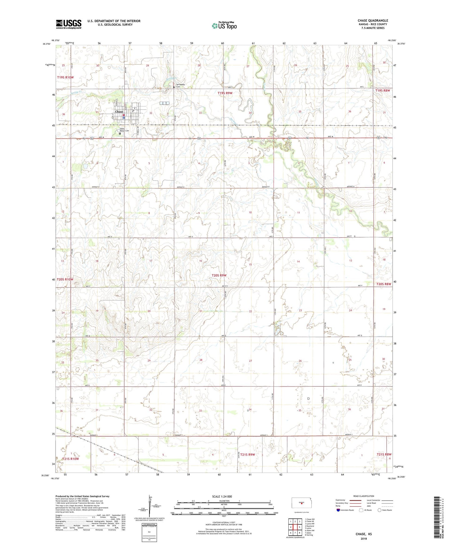 Chase Kansas US Topo Map Image