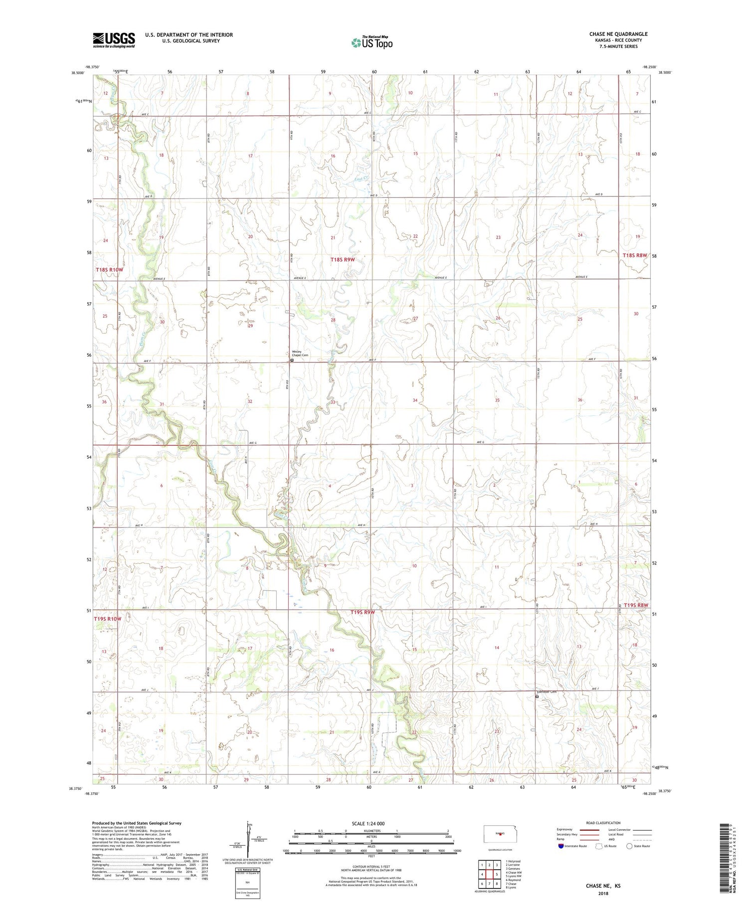 Chase NE Kansas US Topo Map Image