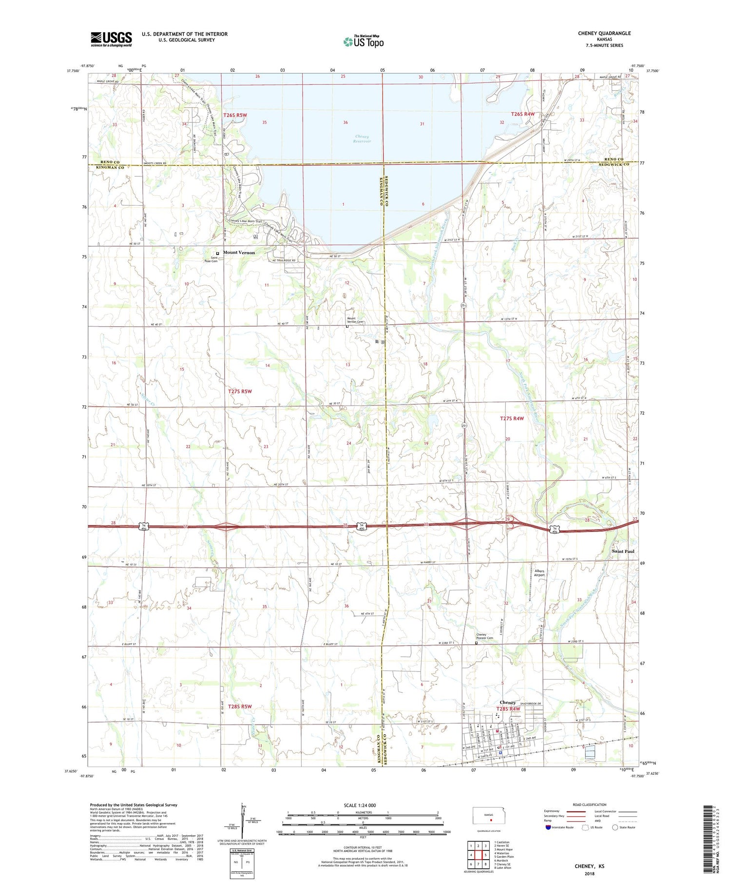 Cheney Kansas US Topo Map Image
