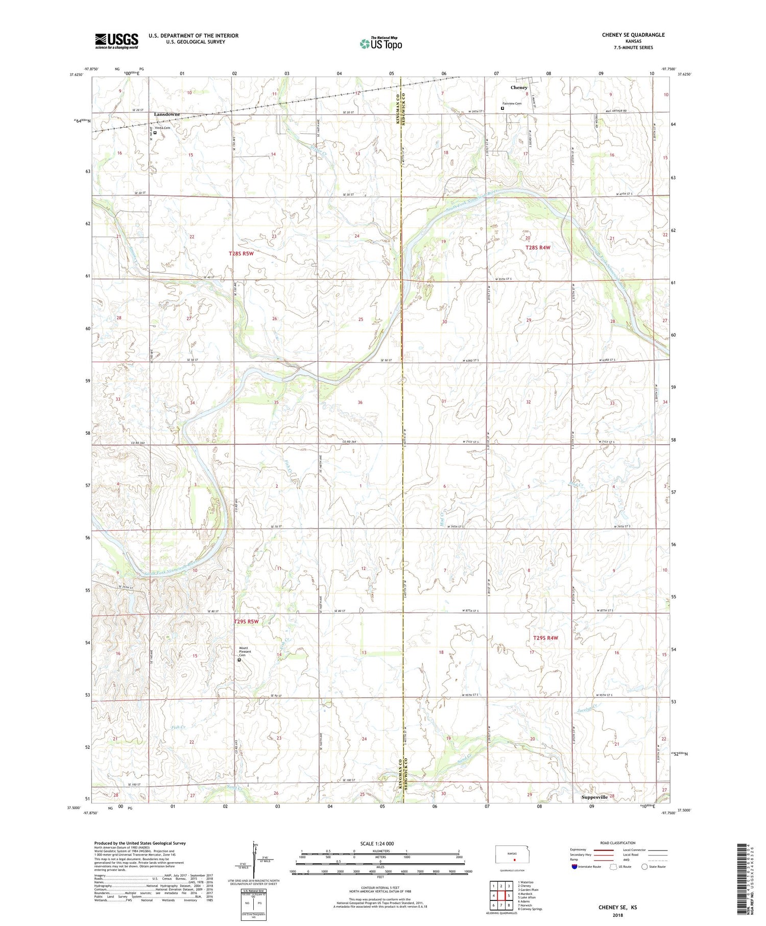 Cheney SE Kansas US Topo Map Image
