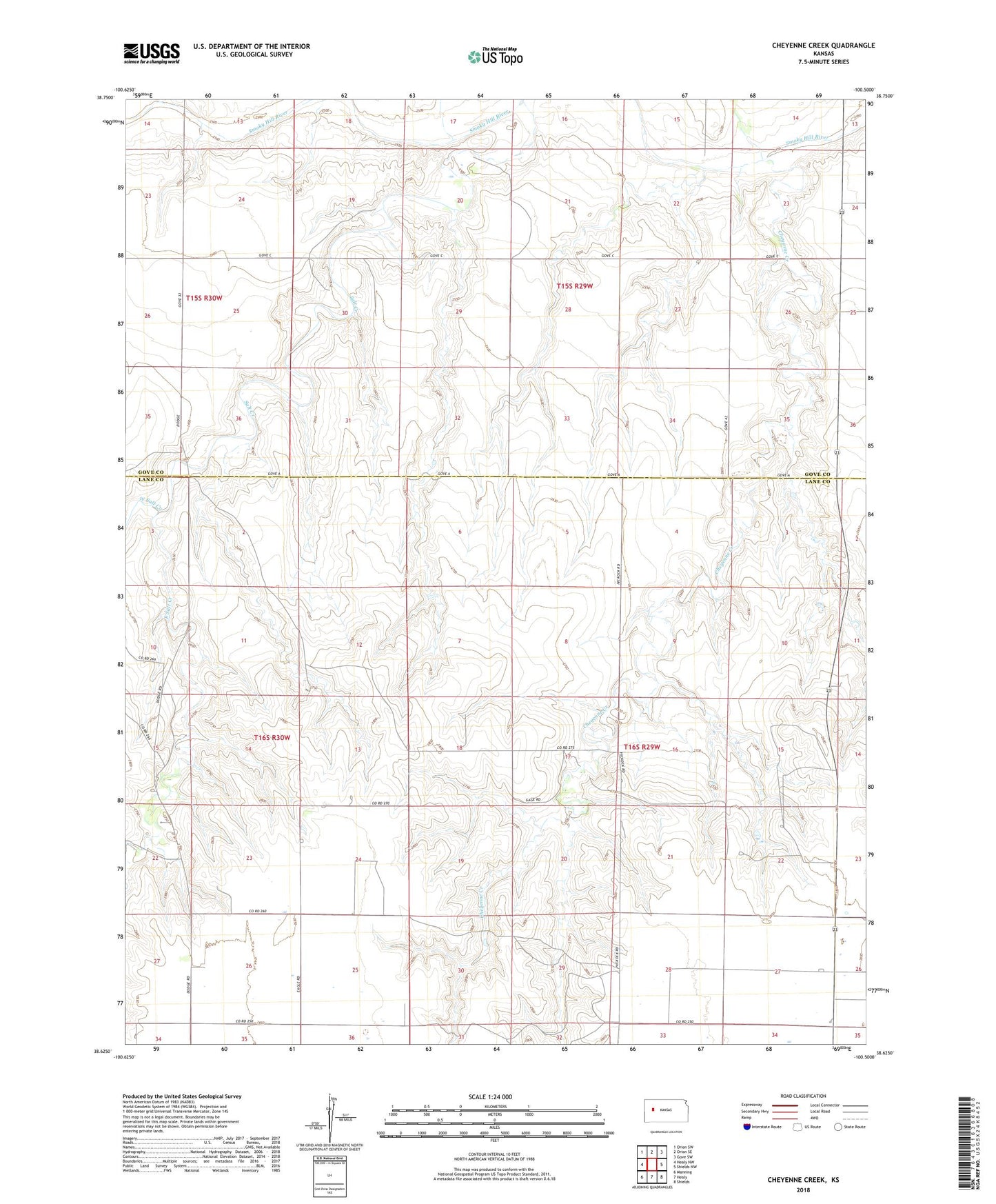 Cheyenne Creek Kansas US Topo Map Image