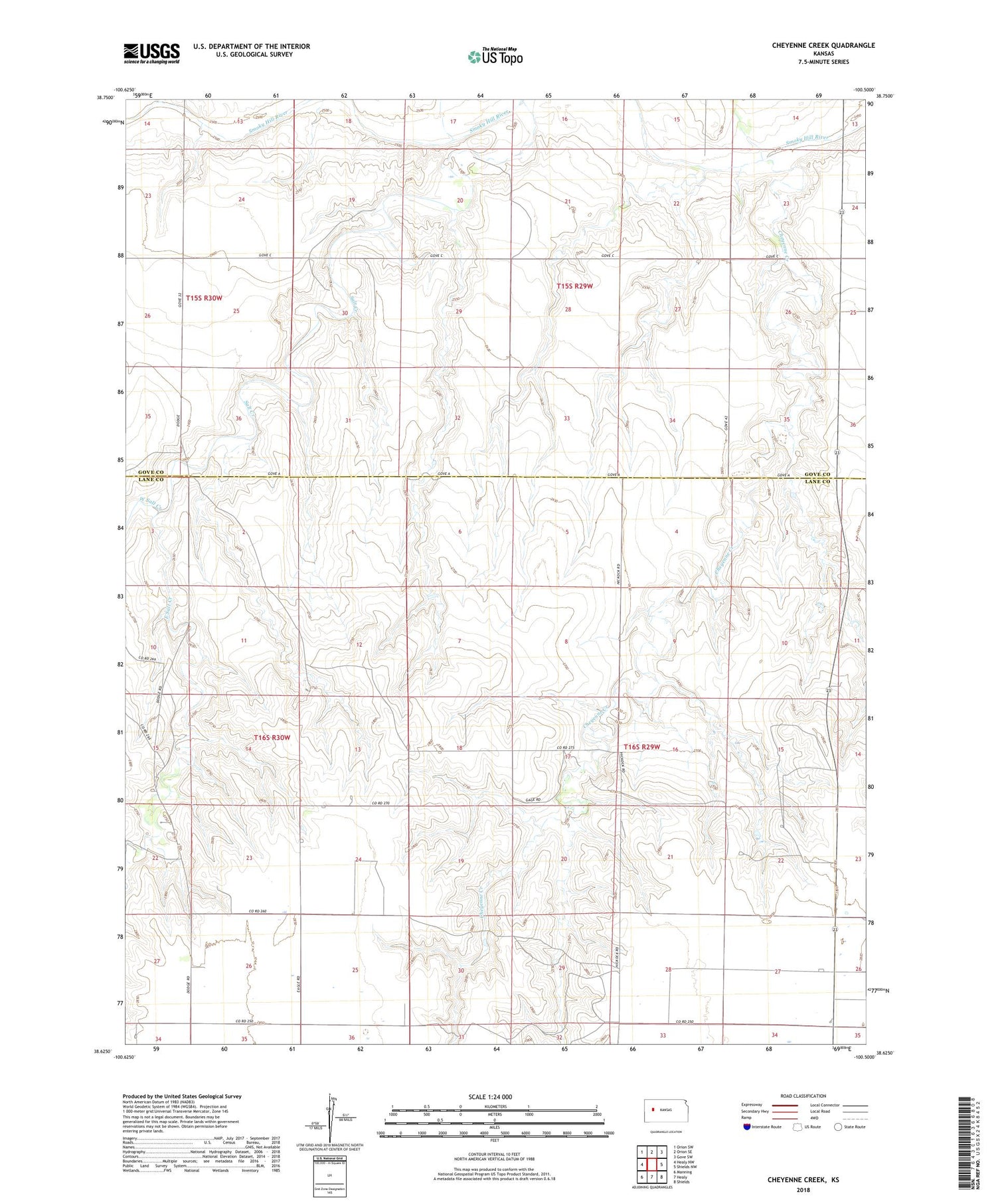 Cheyenne Creek Kansas US Topo Map Image