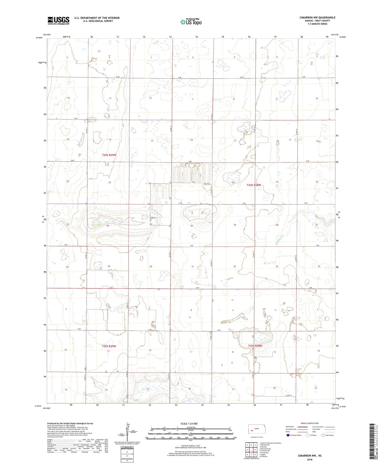 Cimarron NW Kansas US Topo Map Image