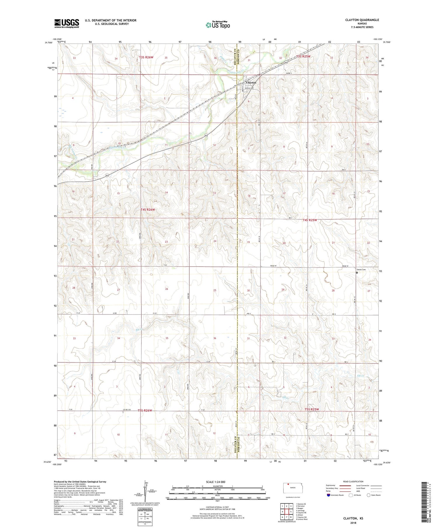 Clayton Kansas US Topo Map Image