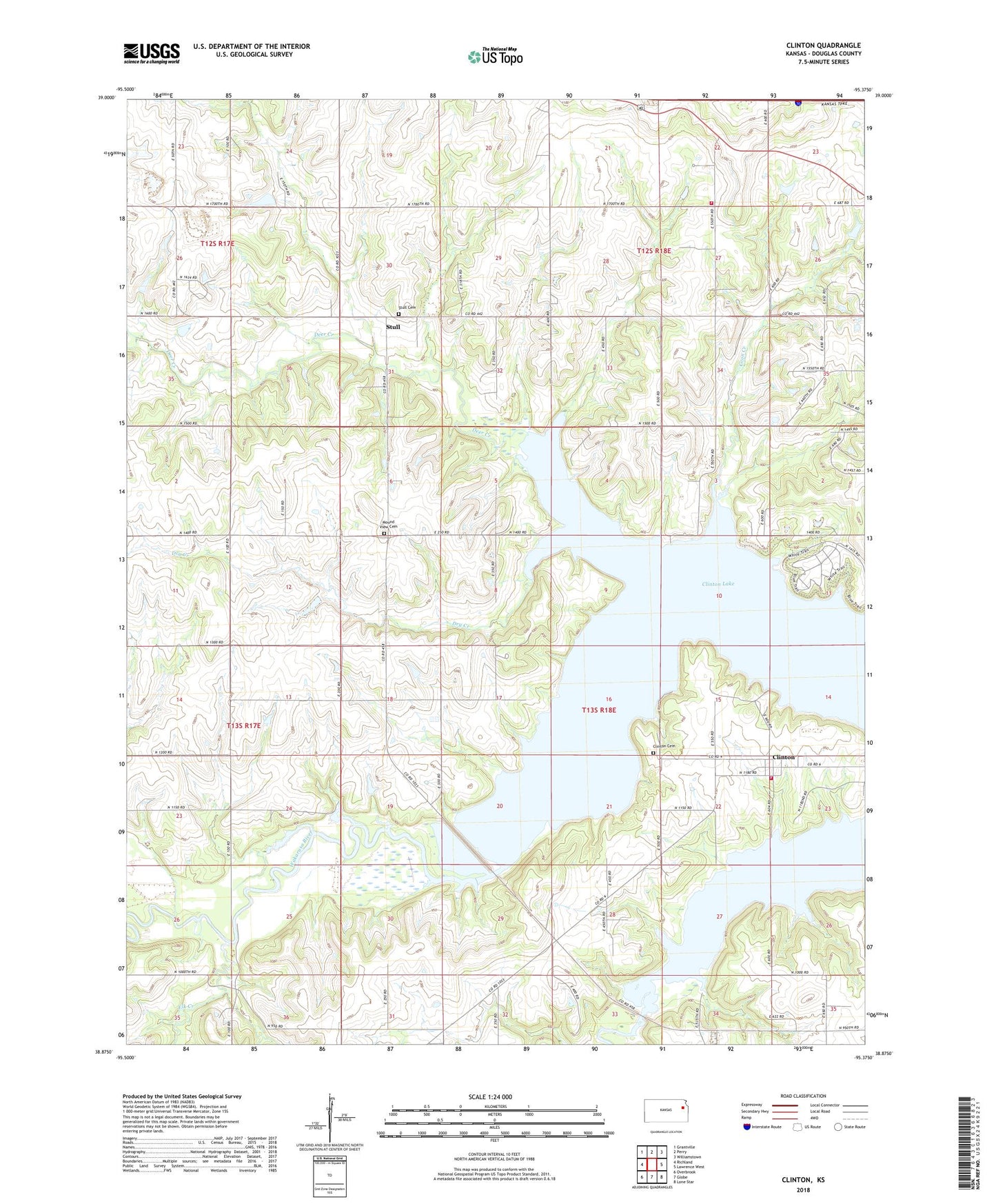 Clinton Kansas US Topo Map Image