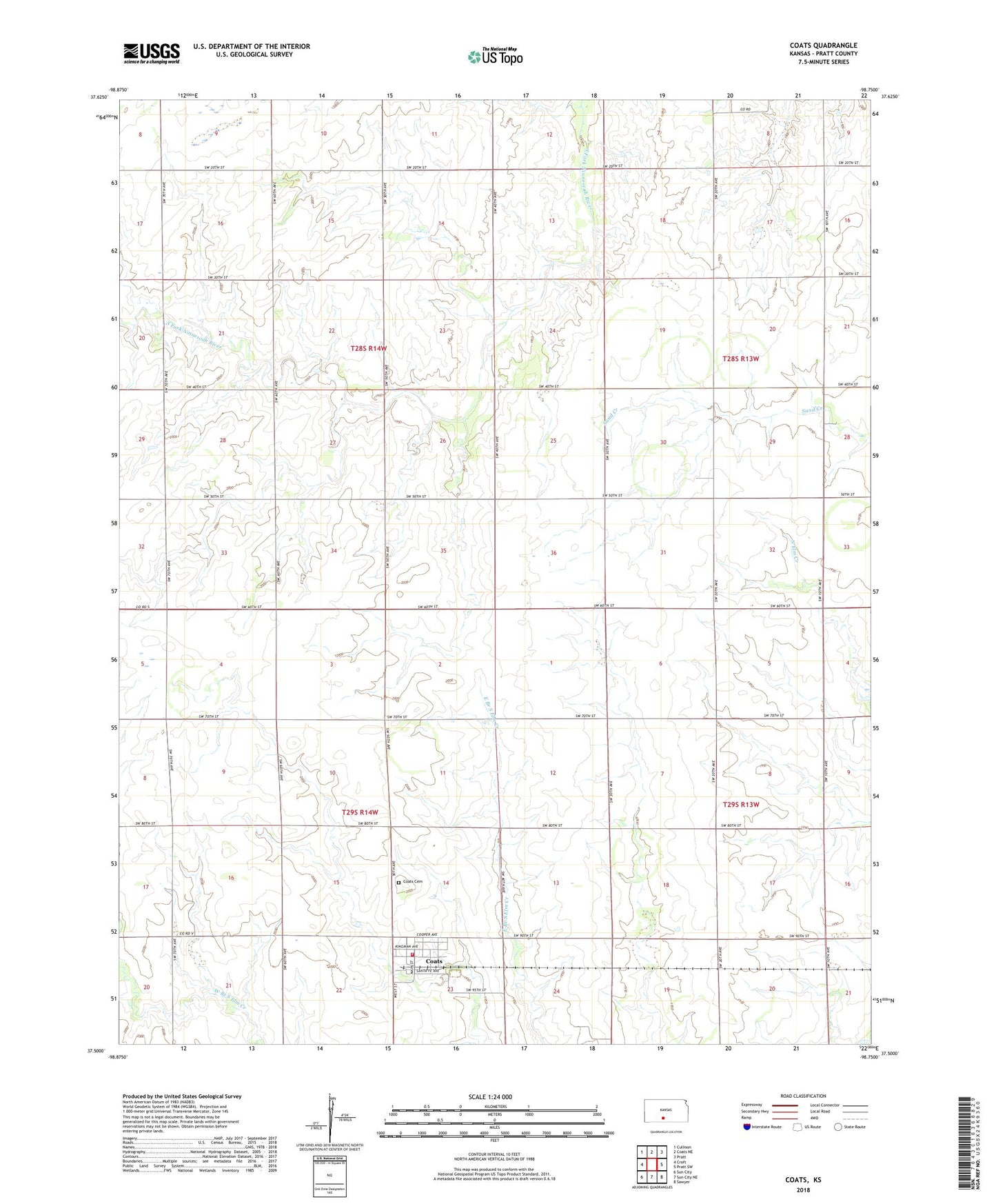 Coats Kansas US Topo Map Image