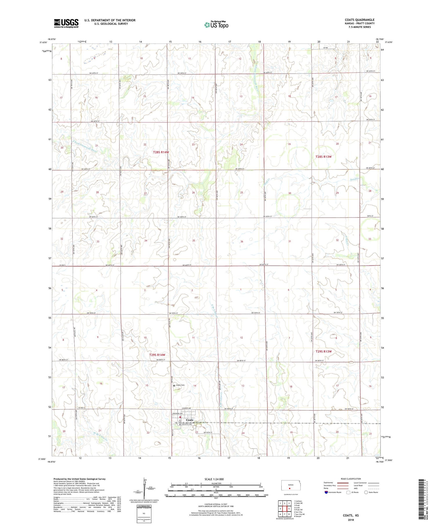 Coats Kansas US Topo Map Image