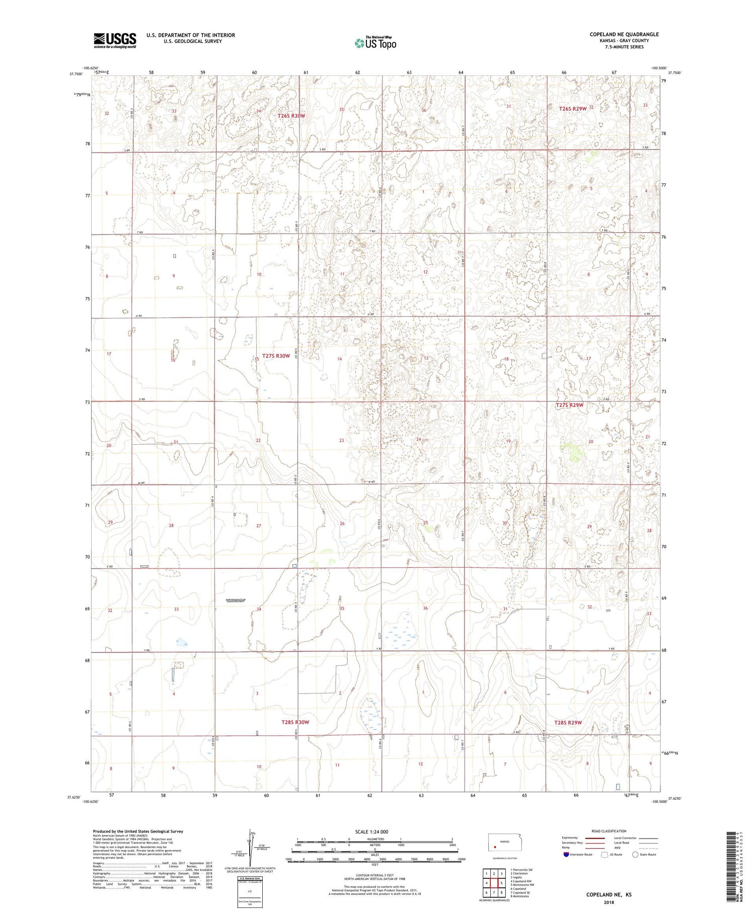 Copeland NE Kansas US Topo Map Image