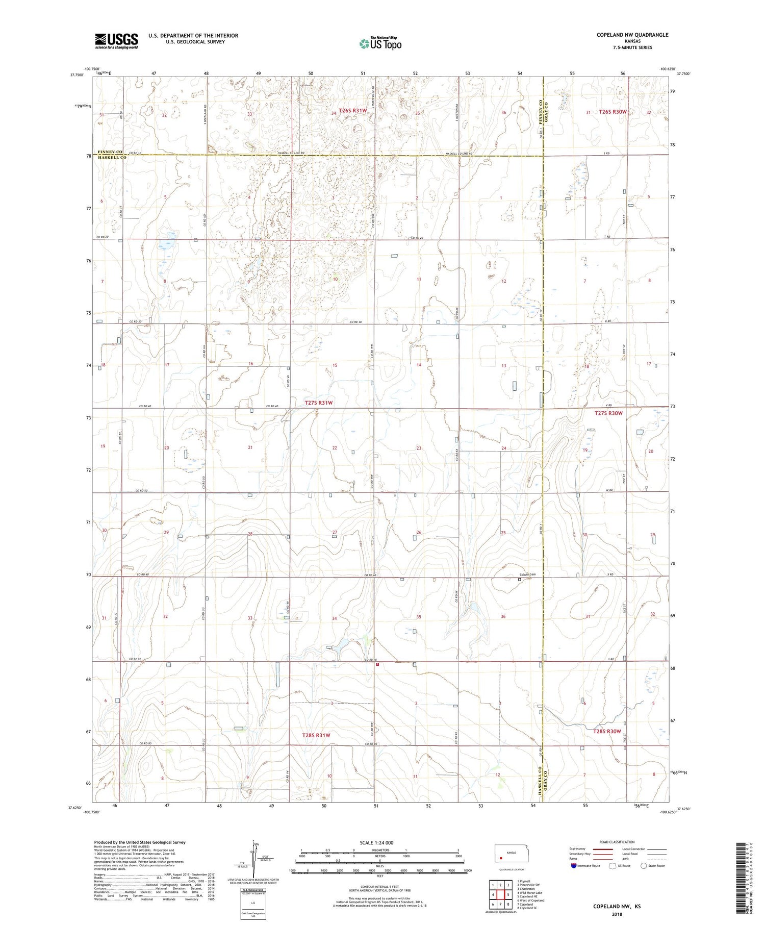 Copeland NW Kansas US Topo Map Image