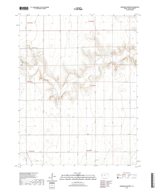 Coronado Cemetery Kansas US Topo Map Image