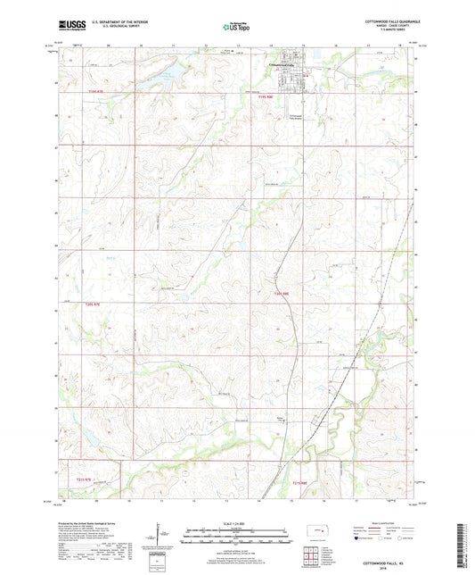 Cottonwood Falls Kansas US Topo Map Image