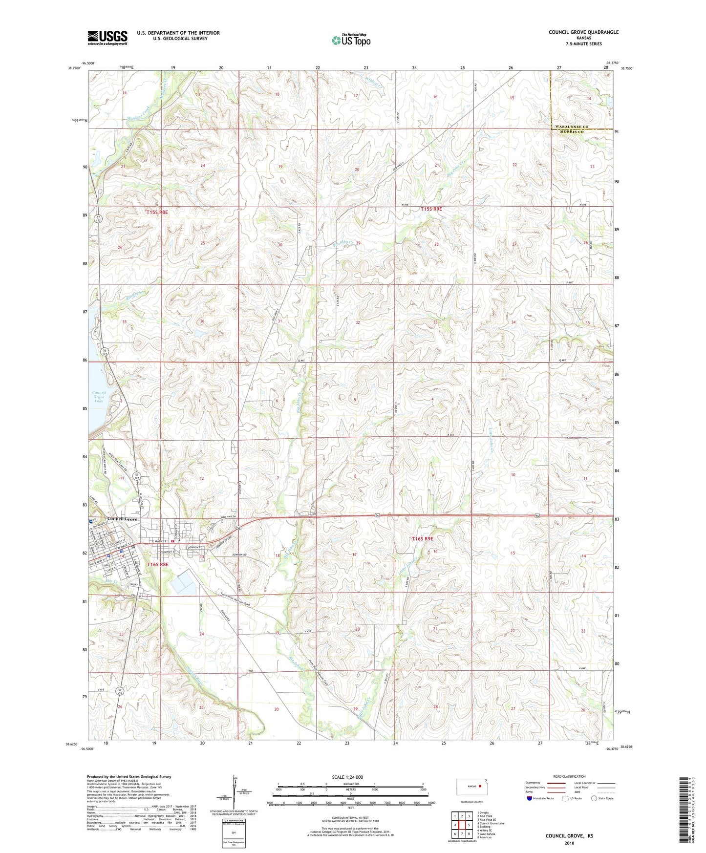Council Grove Kansas US Topo Map Image