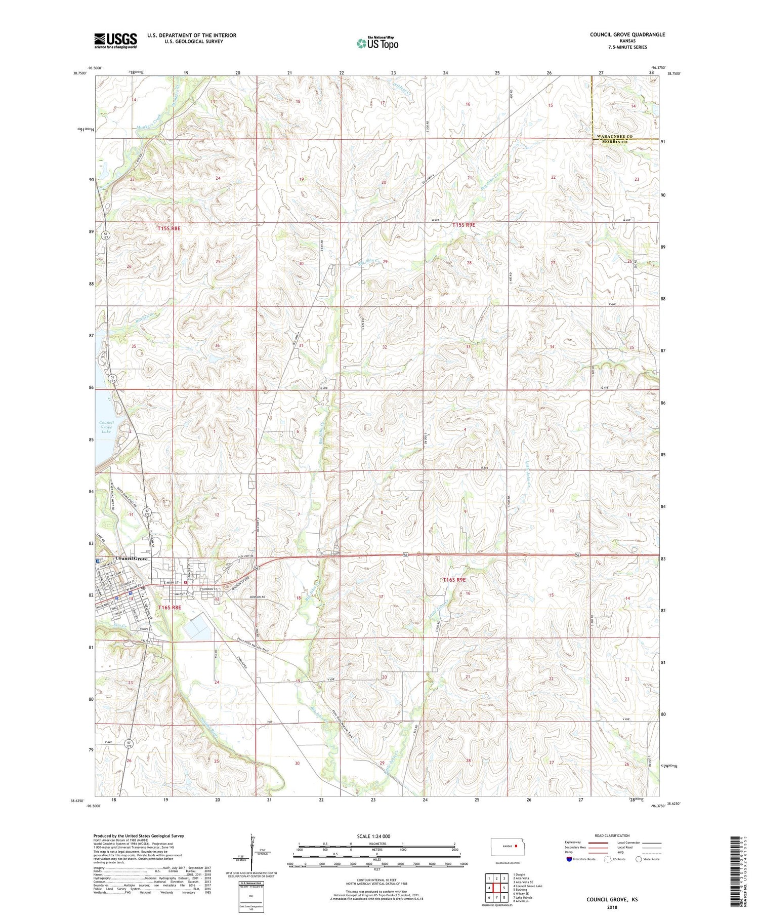 Council Grove Kansas US Topo Map Image