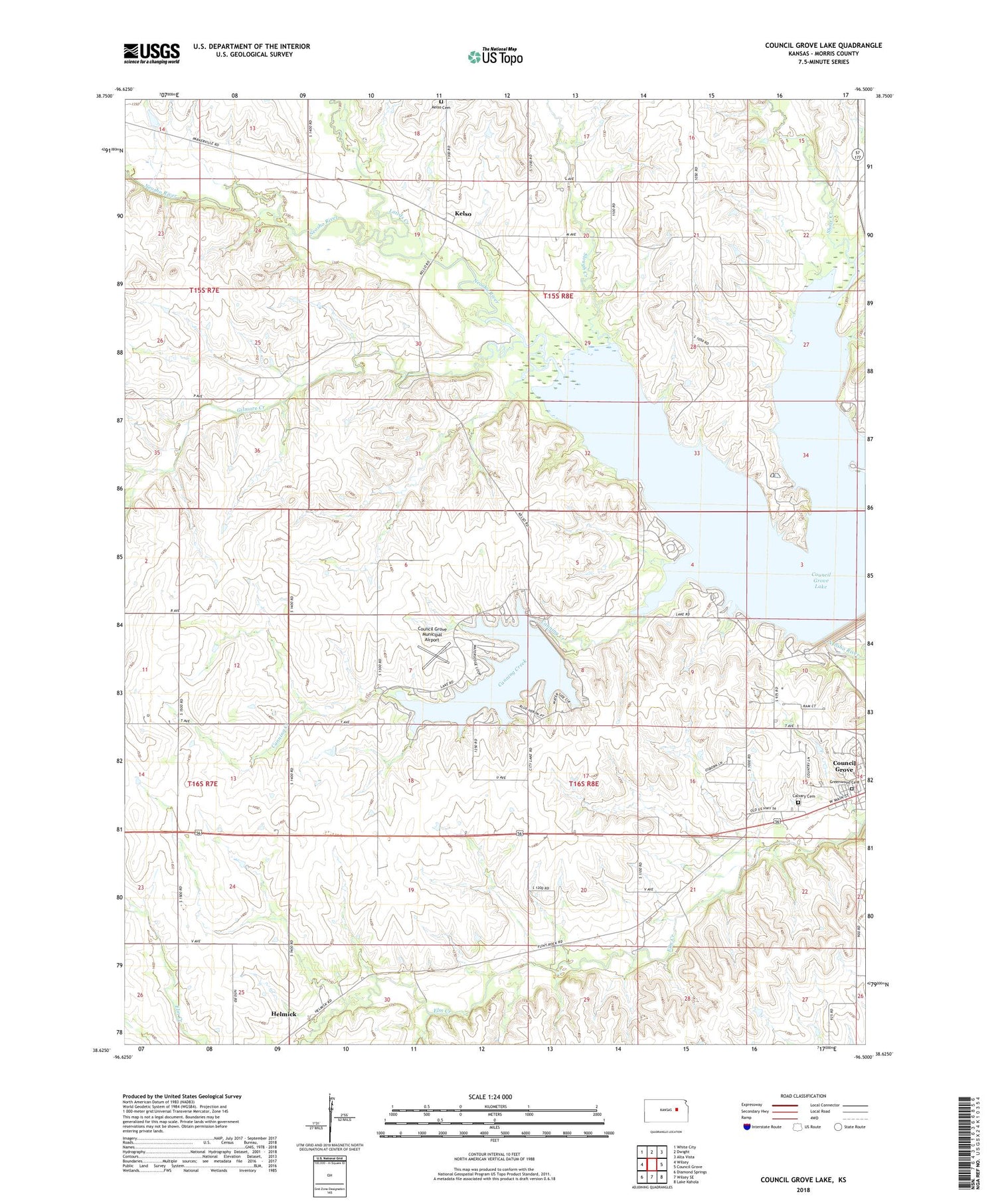 Council Grove Lake Kansas US Topo Map Image