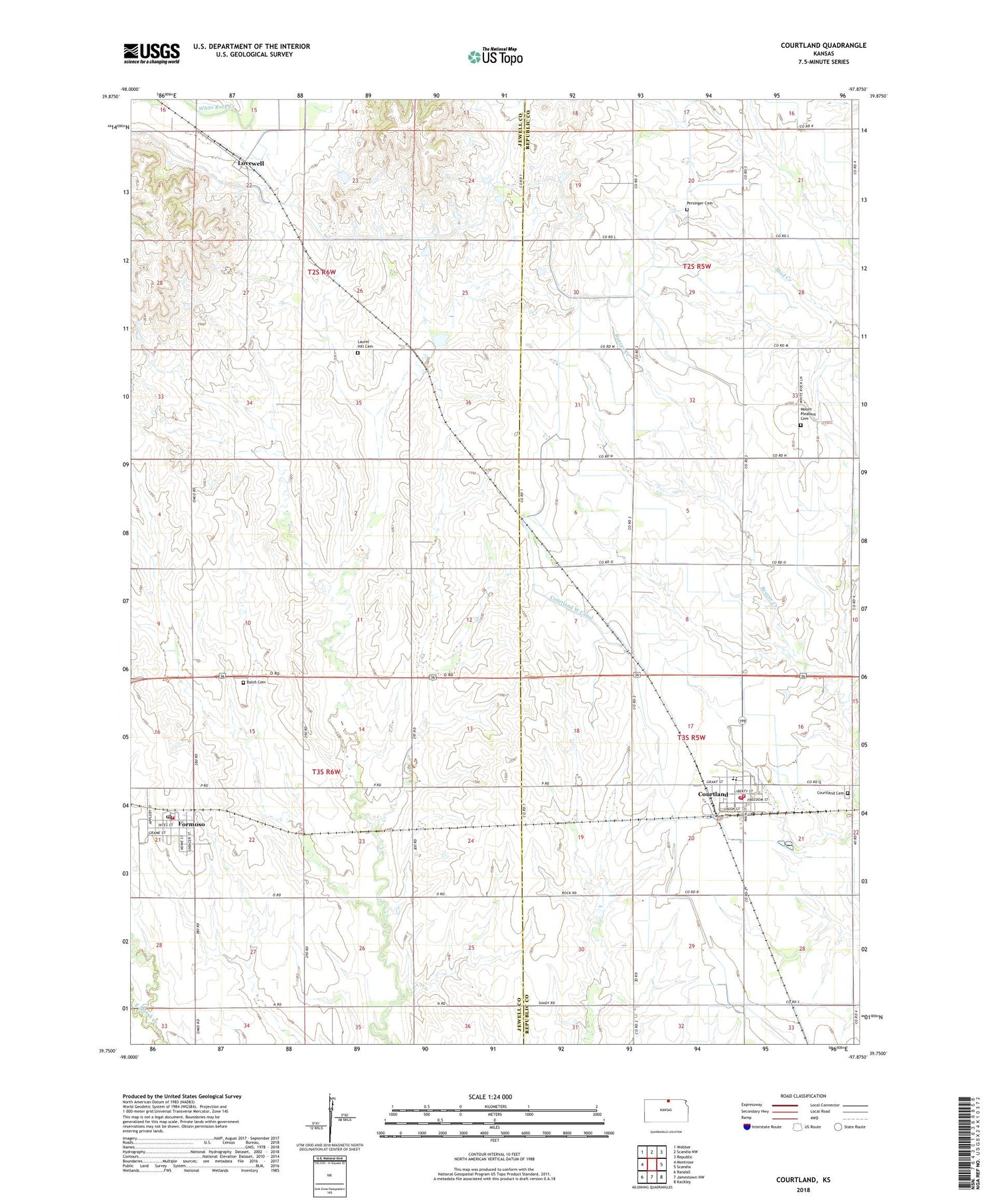 Courtland Kansas US Topo Map Image