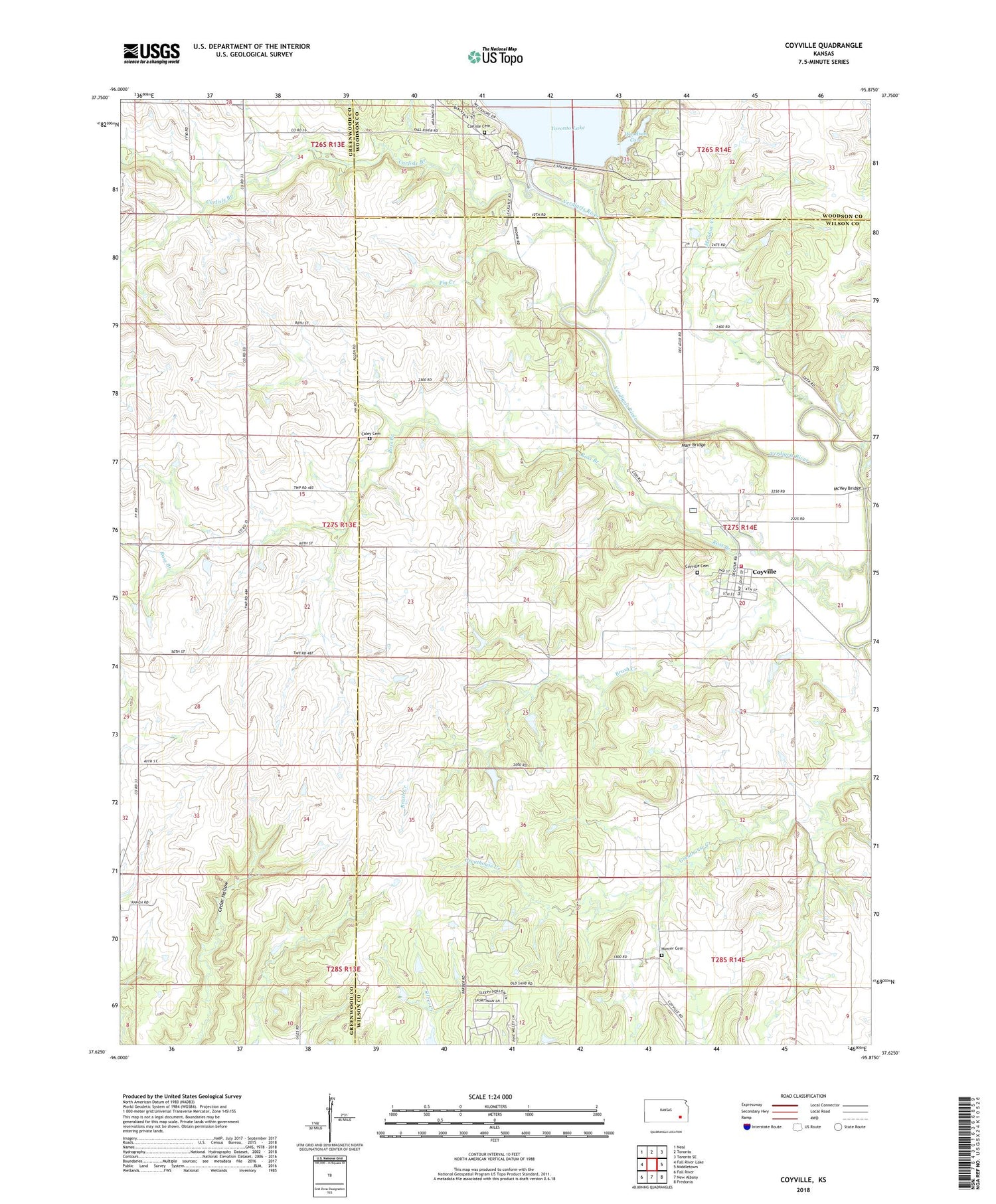 Coyville Kansas US Topo Map Image