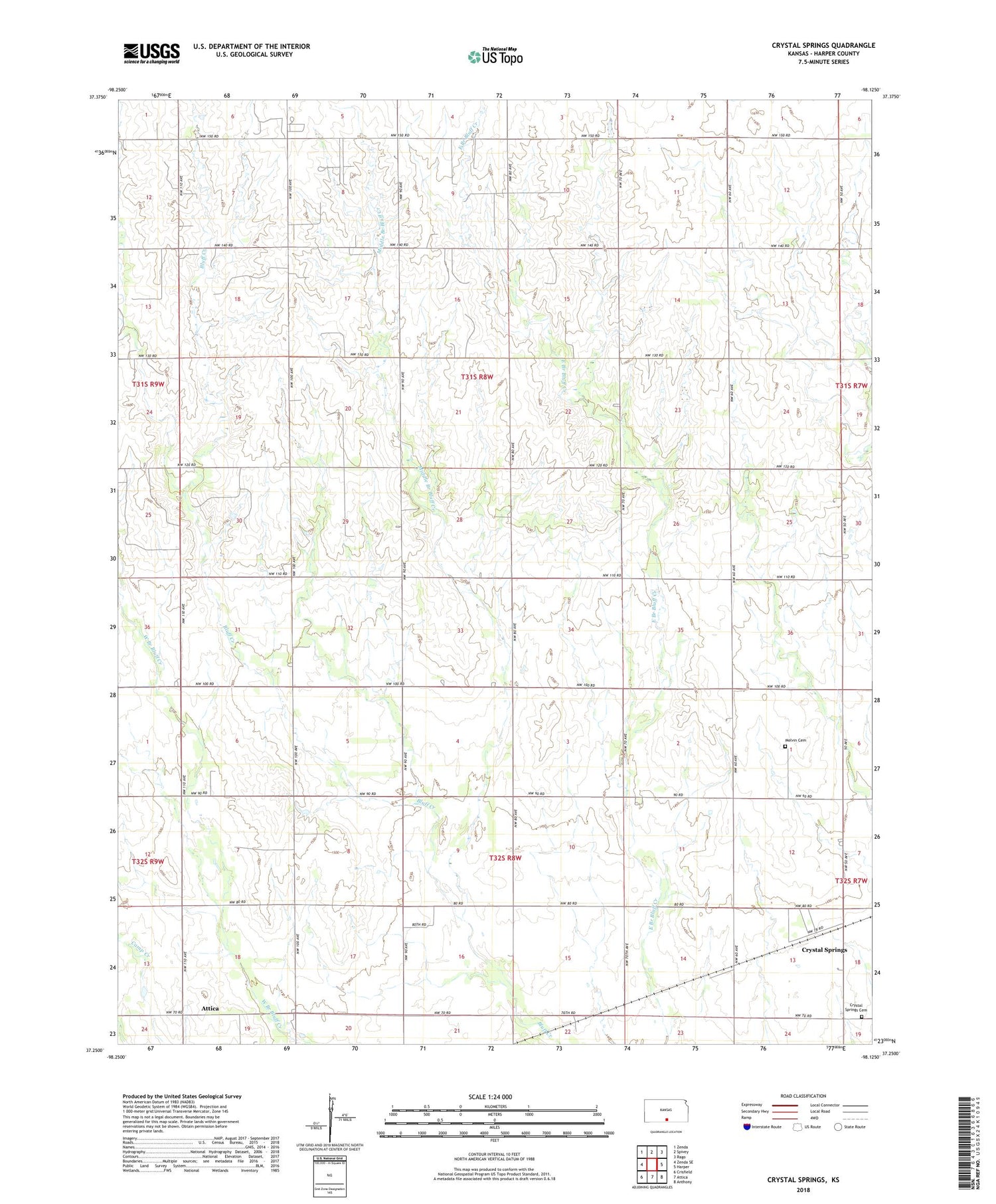 Crystal Springs Kansas US Topo Map Image
