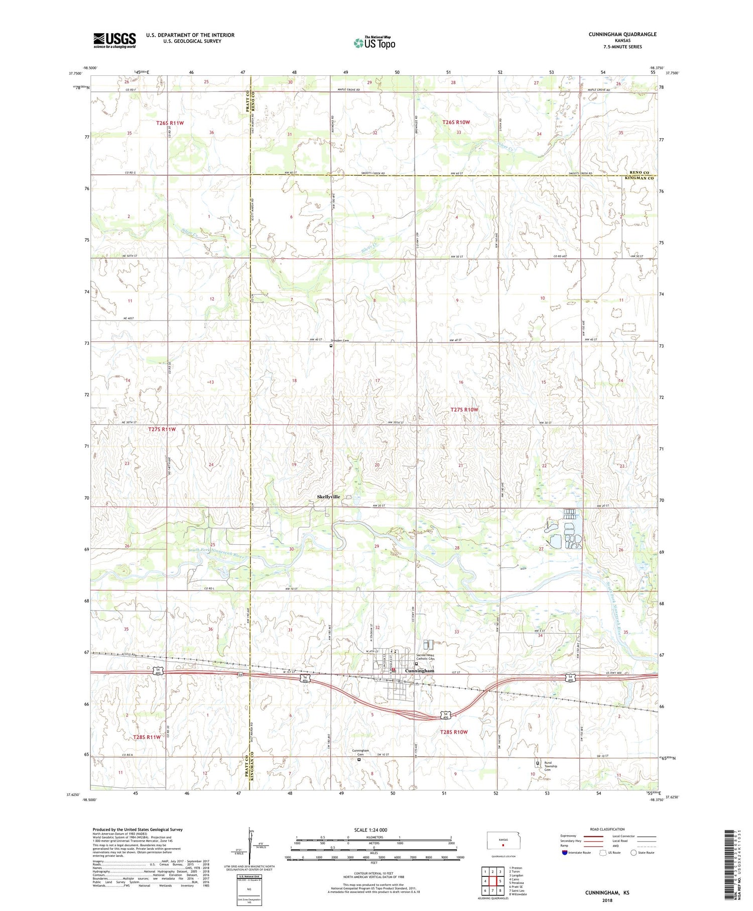 Cunningham Kansas US Topo Map Image