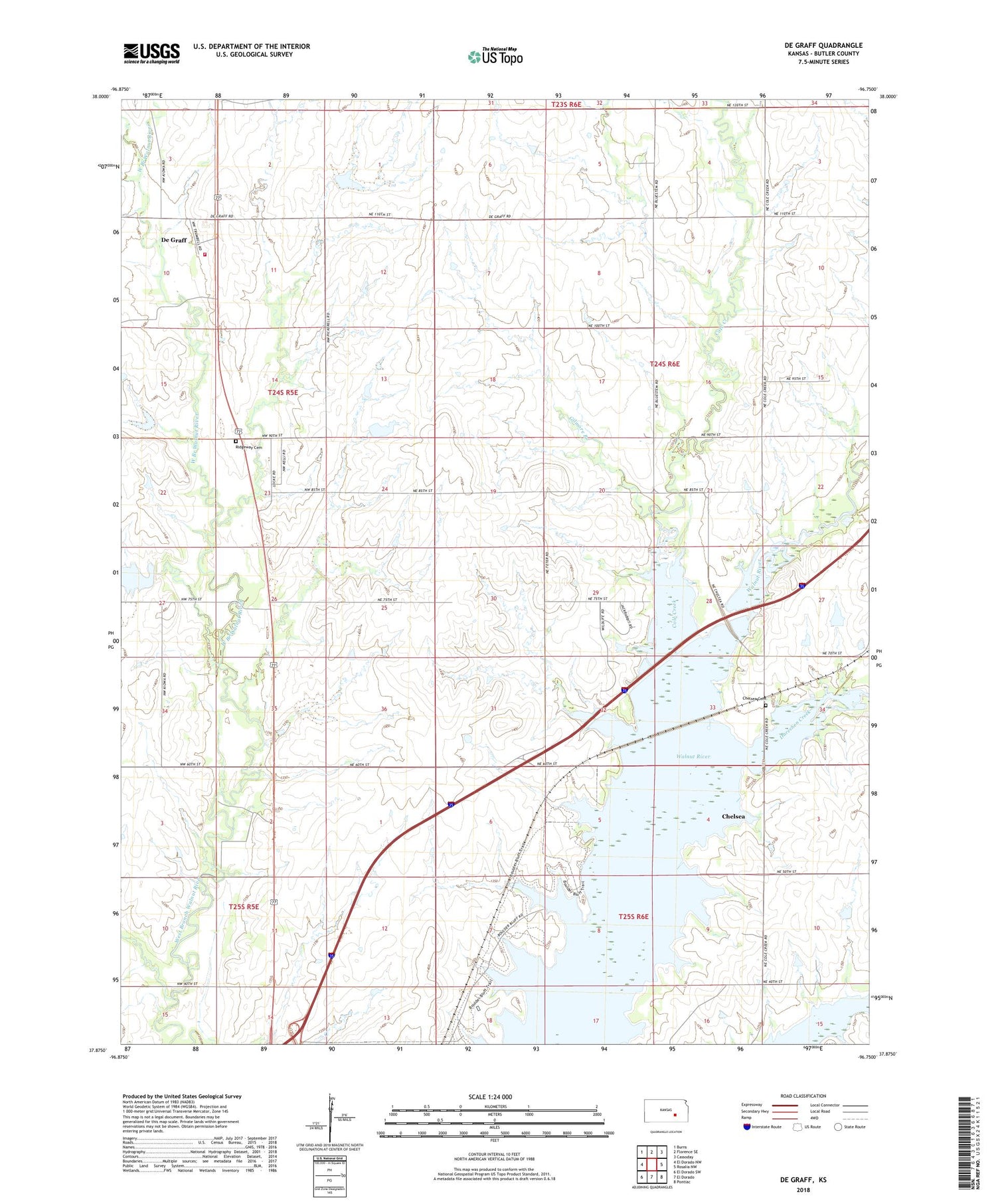De Graff Kansas US Topo Map Image