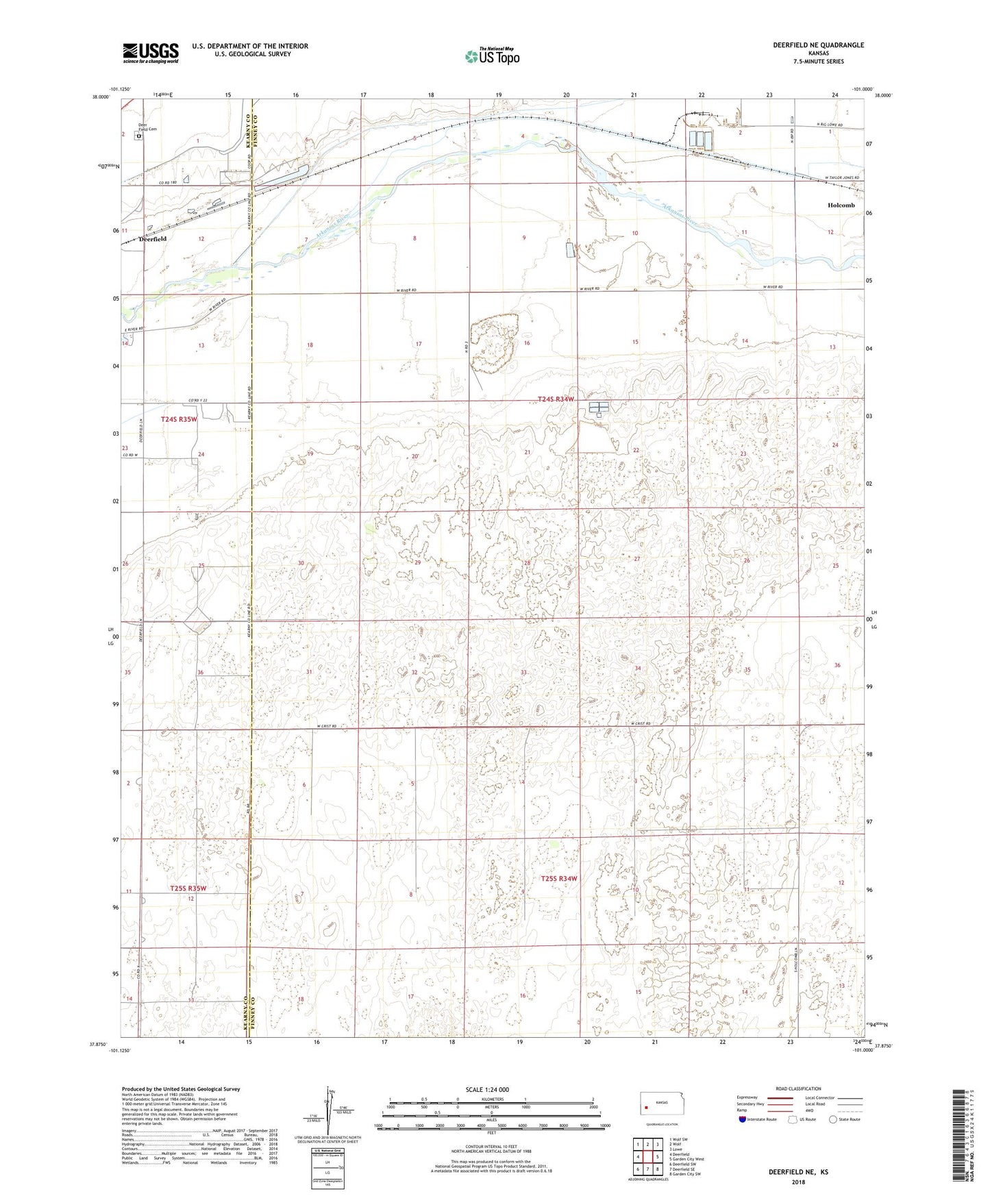 Deerfield NE Kansas US Topo Map Image