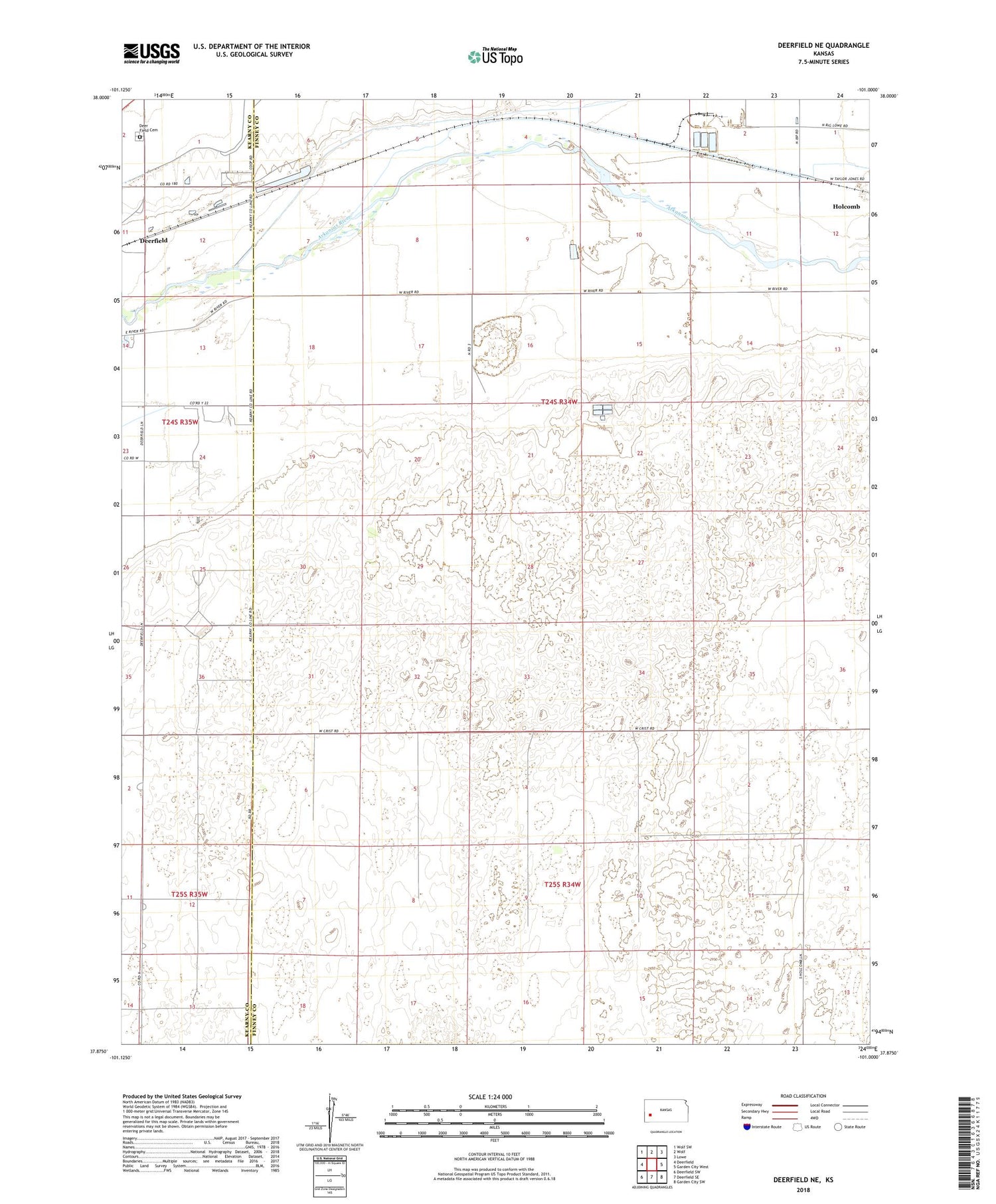 Deerfield NE Kansas US Topo Map Image