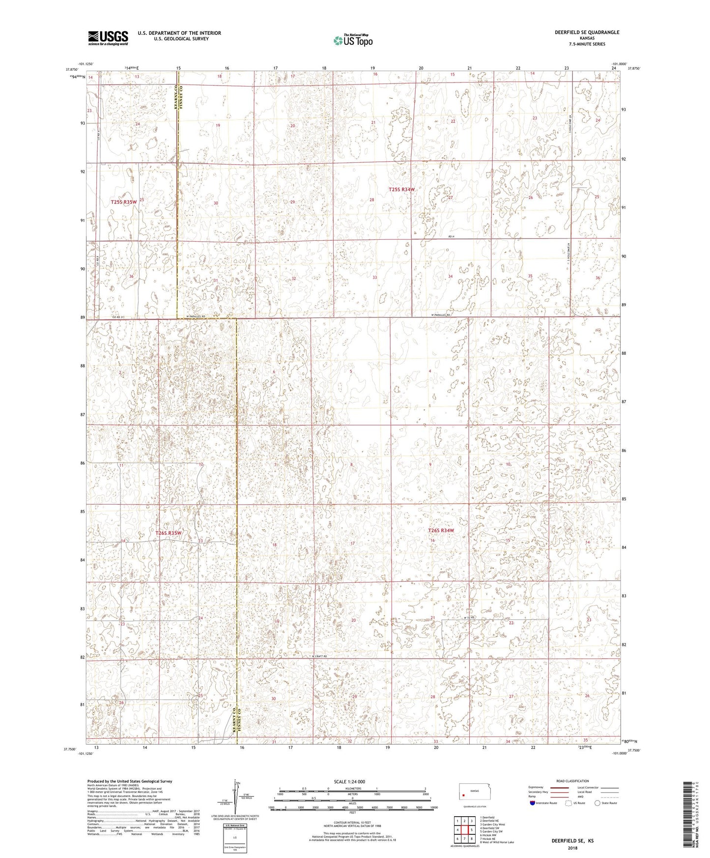 Deerfield SE Kansas US Topo Map Image
