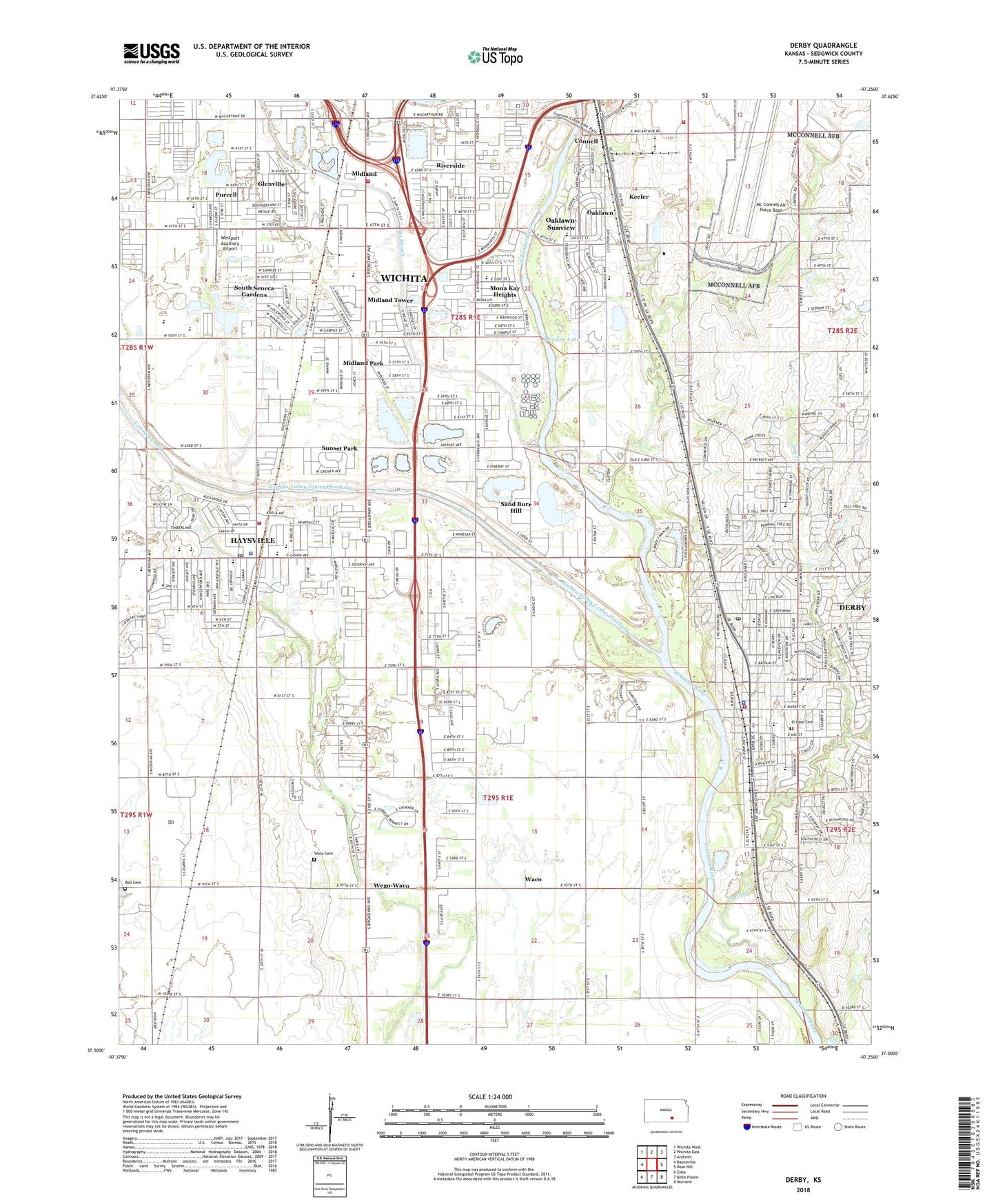 Derby Kansas US Topo Map Image