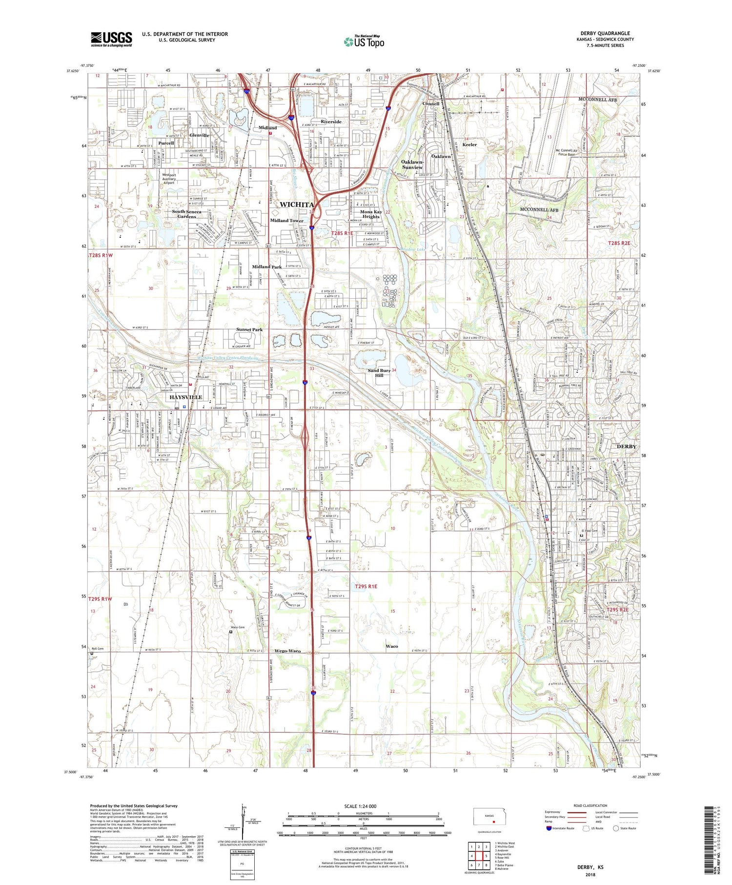 Derby Kansas US Topo Map Image