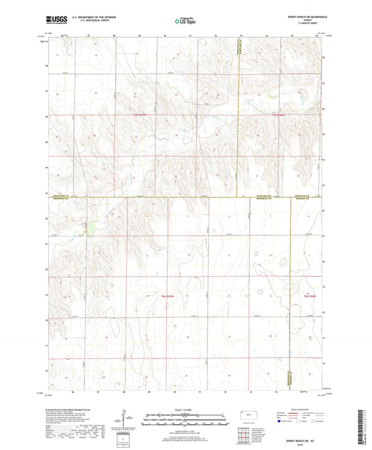 Dewey Ranch SW Kansas US Topo Map Image