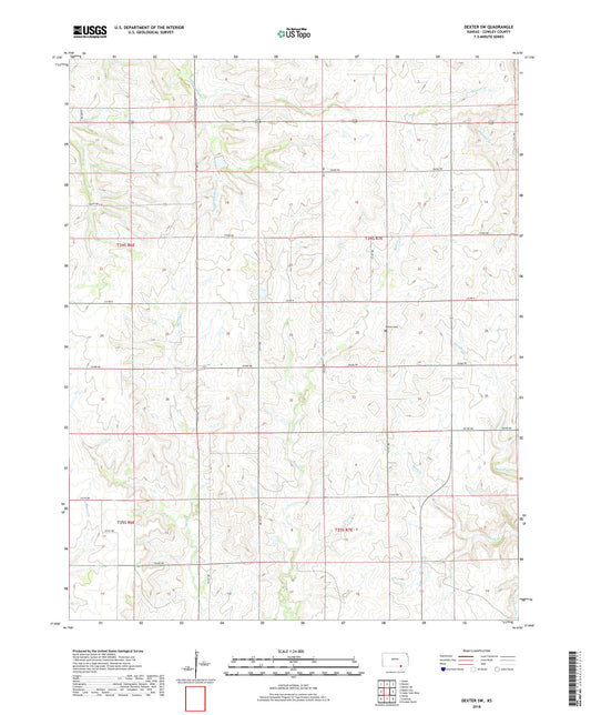 Dexter SW Kansas US Topo Map Image