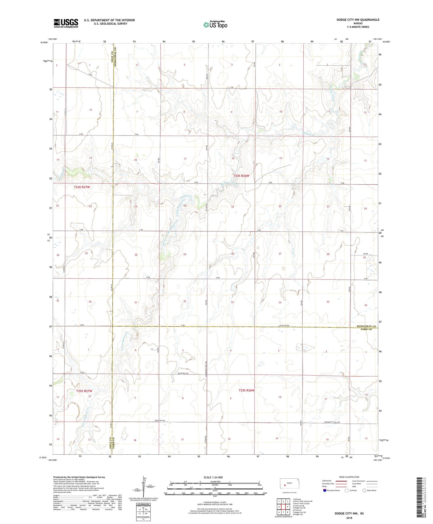 Dodge City NW Kansas US Topo Map Image