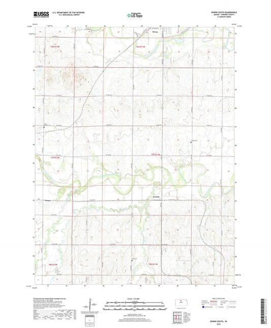 Downs South Kansas US Topo Map Image