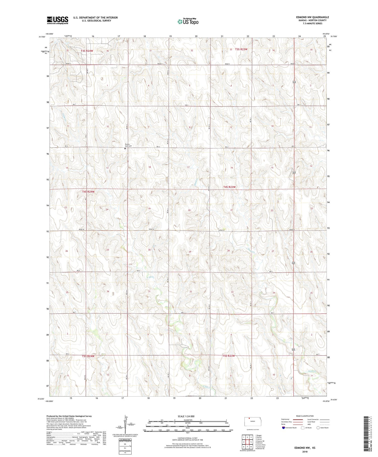 Edmond NW Kansas US Topo Map Image