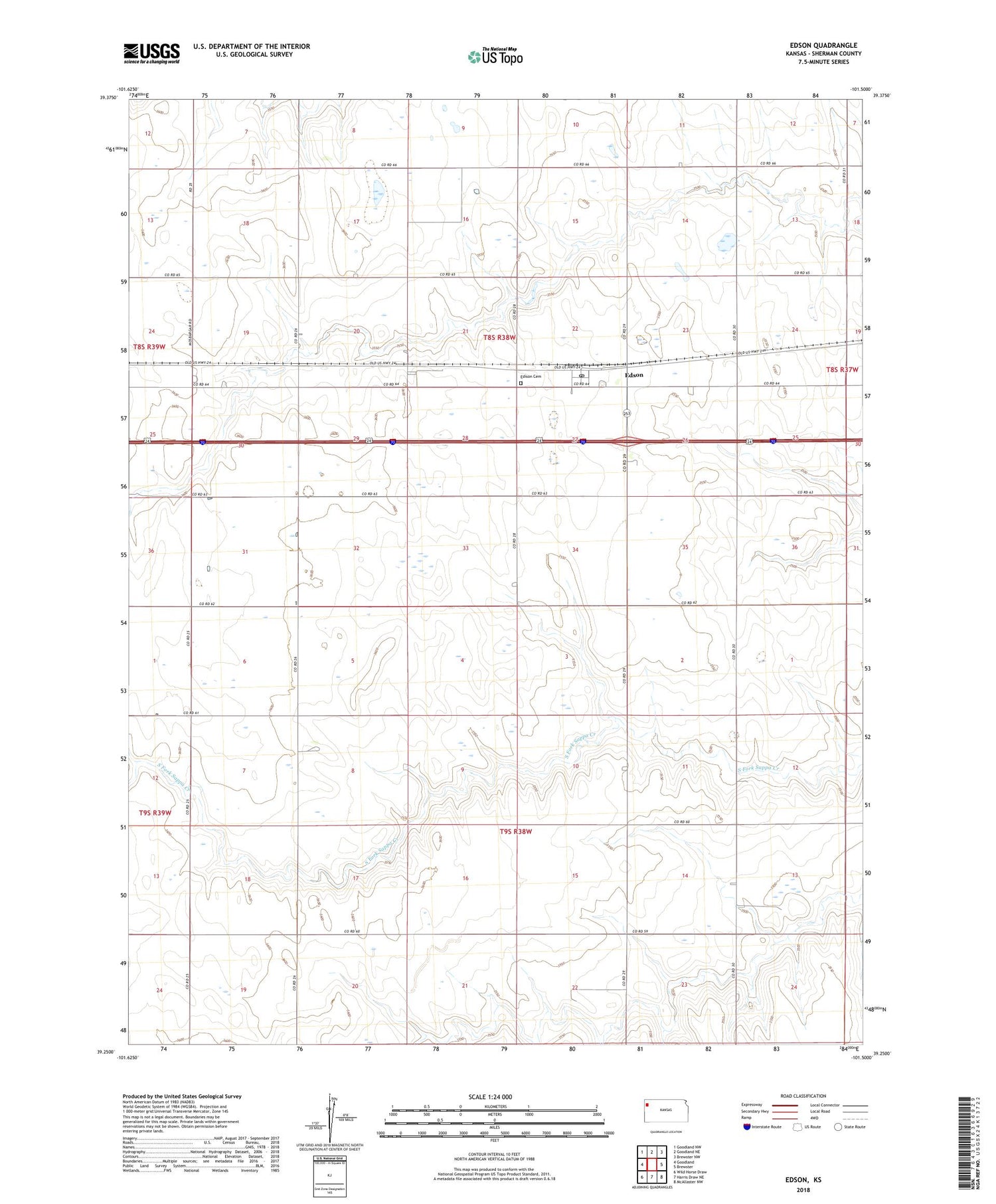 Edson Kansas US Topo Map Image
