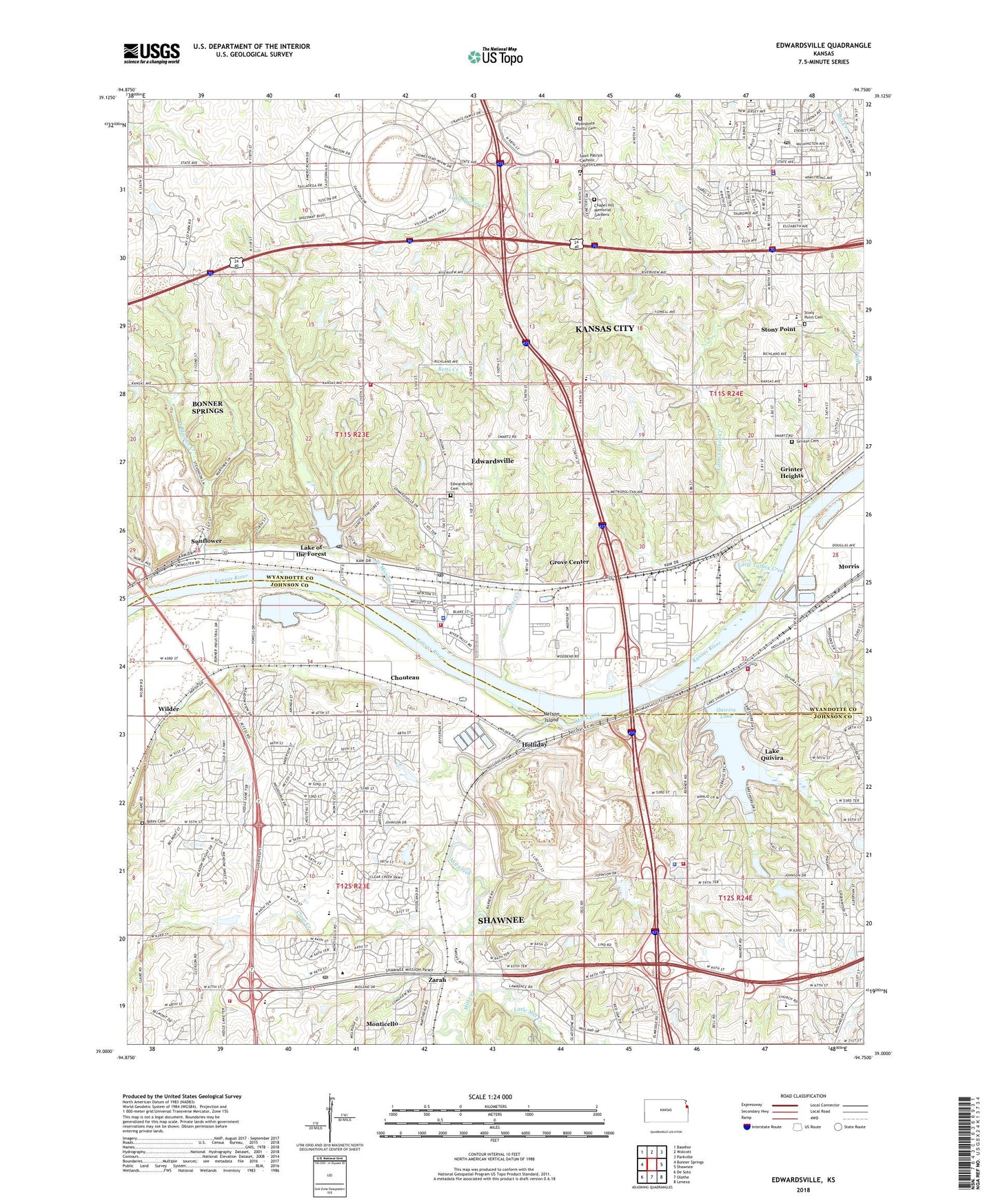 Edwardsville Kansas US Topo Map Image