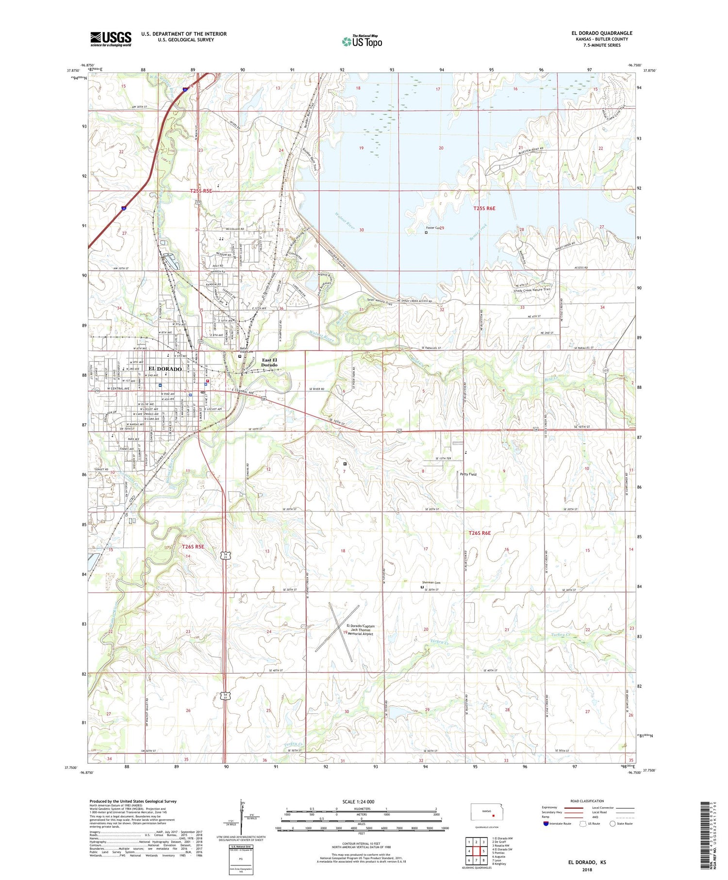 El Dorado Kansas US Topo Map Image