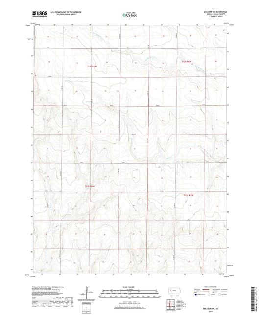 Elkader NW Kansas US Topo Map Image