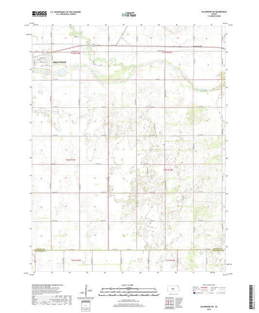 Ellinwood SW Kansas US Topo Map Image