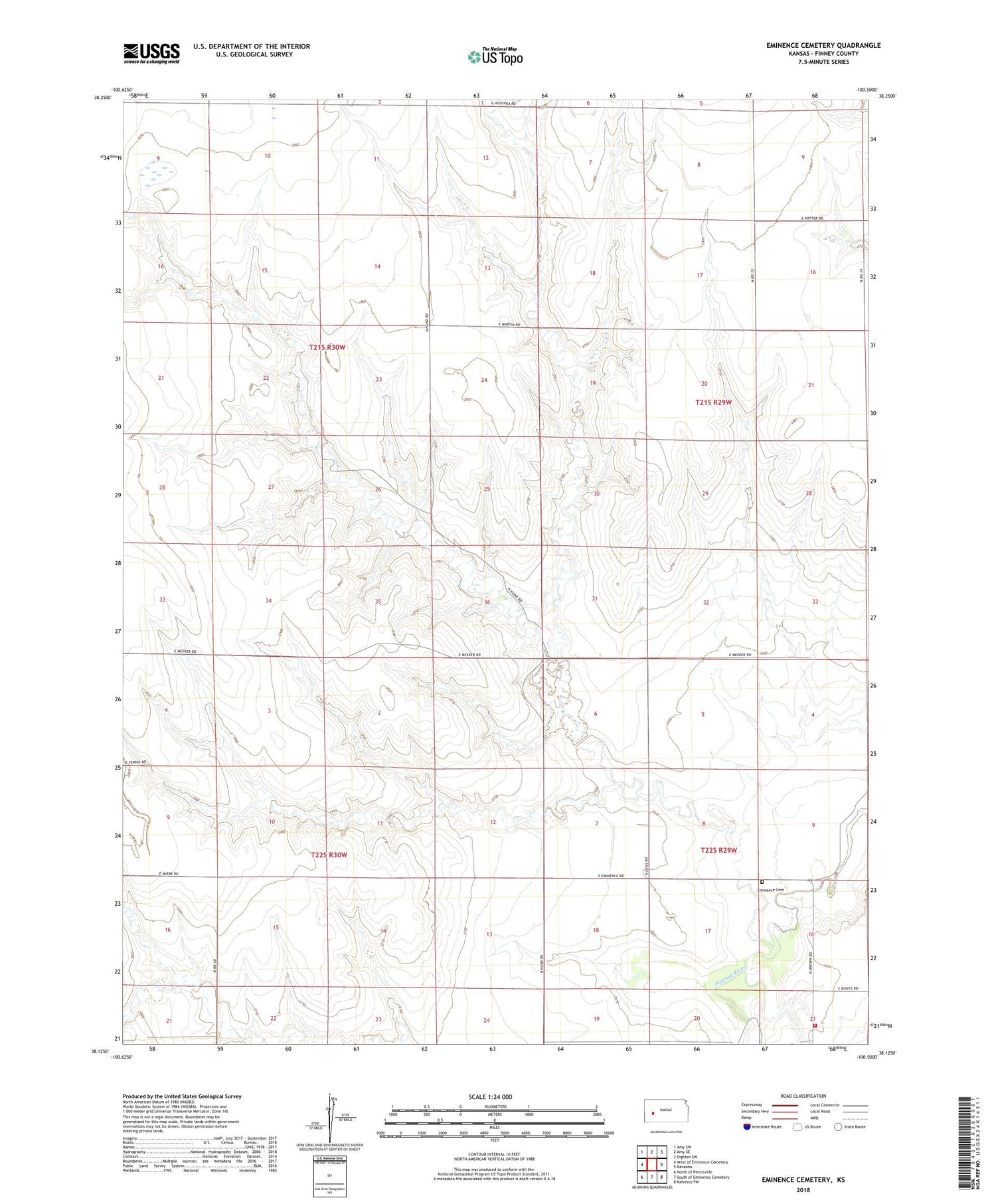 Eminence Cemetery Kansas US Topo Map Image