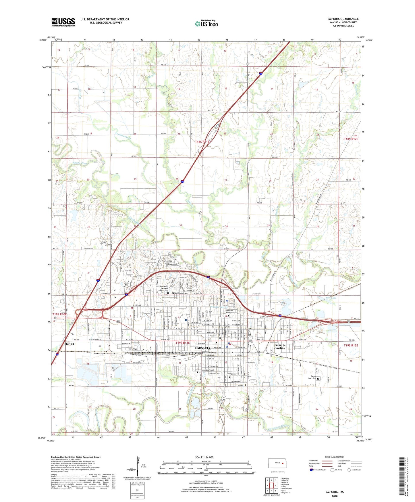 Emporia Kansas US Topo Map Image