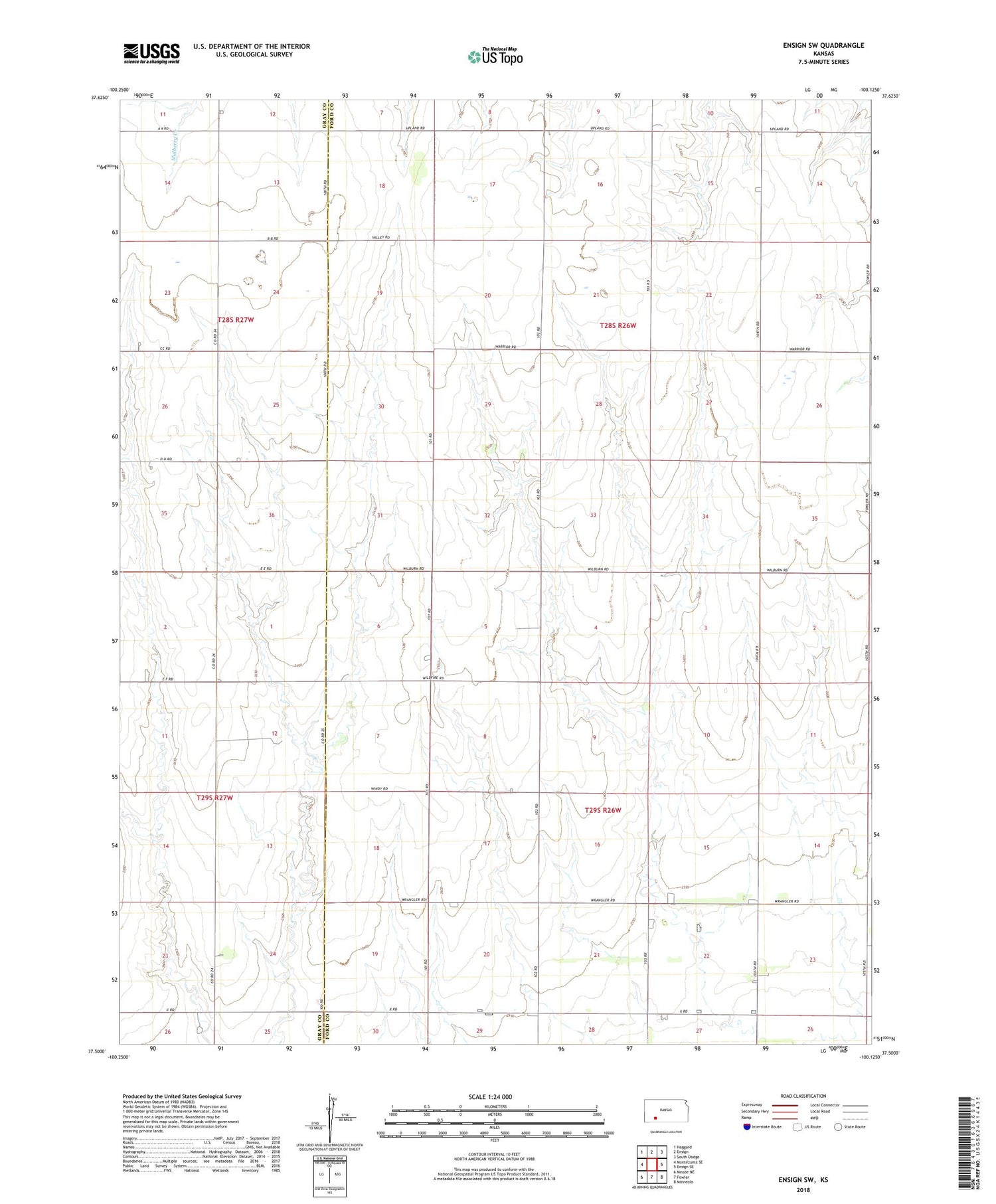 Ensign SW Kansas US Topo Map Image