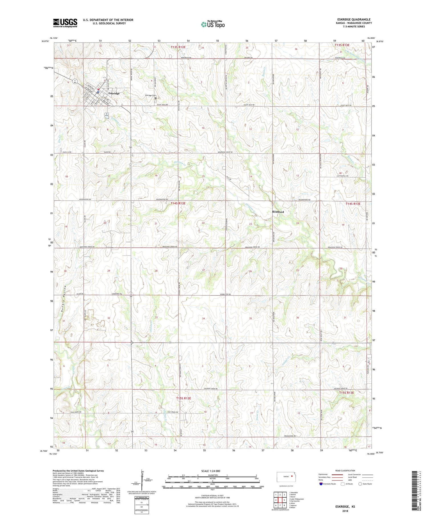 Eskridge Kansas US Topo Map Image