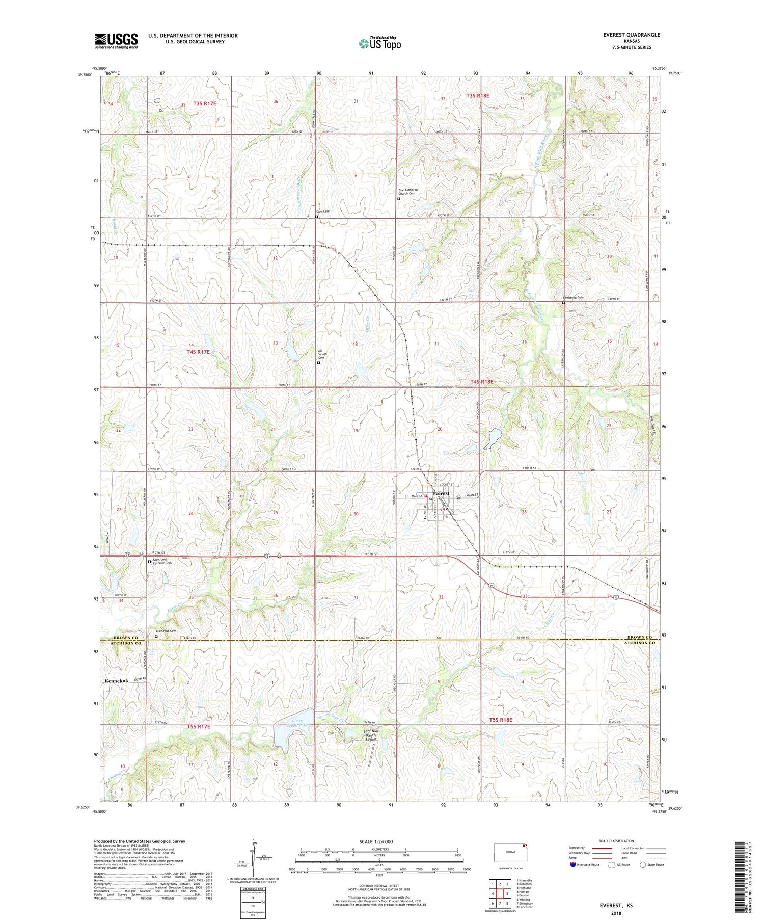 Everest Kansas US Topo Map Image